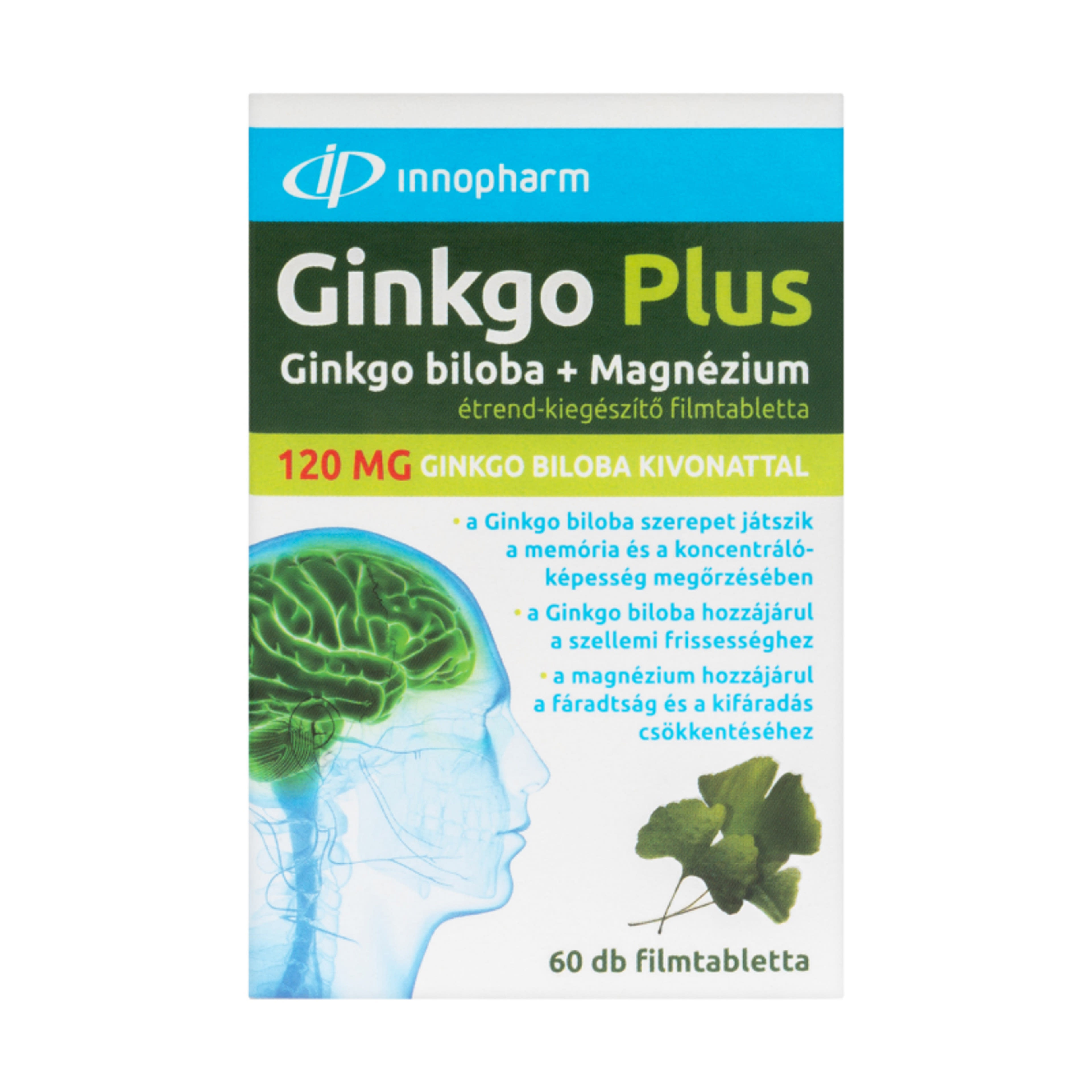 InnoPharm Ginkgo Plus Ginkgo biloba 120 mg + magnézium filmtabletta - 60 db-1