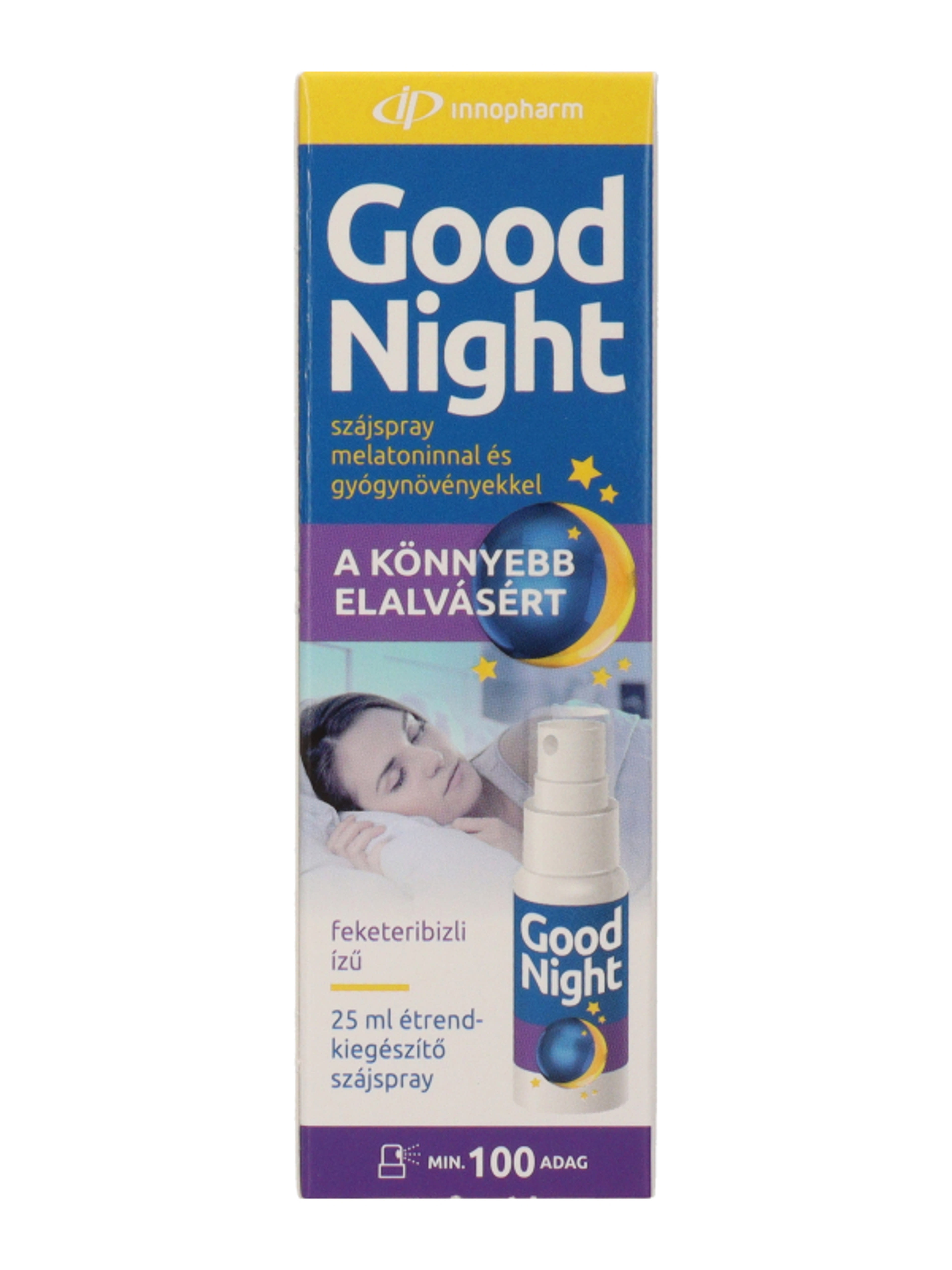 Innopharm Good Night étrend-kiegészítő szájspray melatoninnal és gyógynövényekkel feketeribizli ízű - 25 ml-2