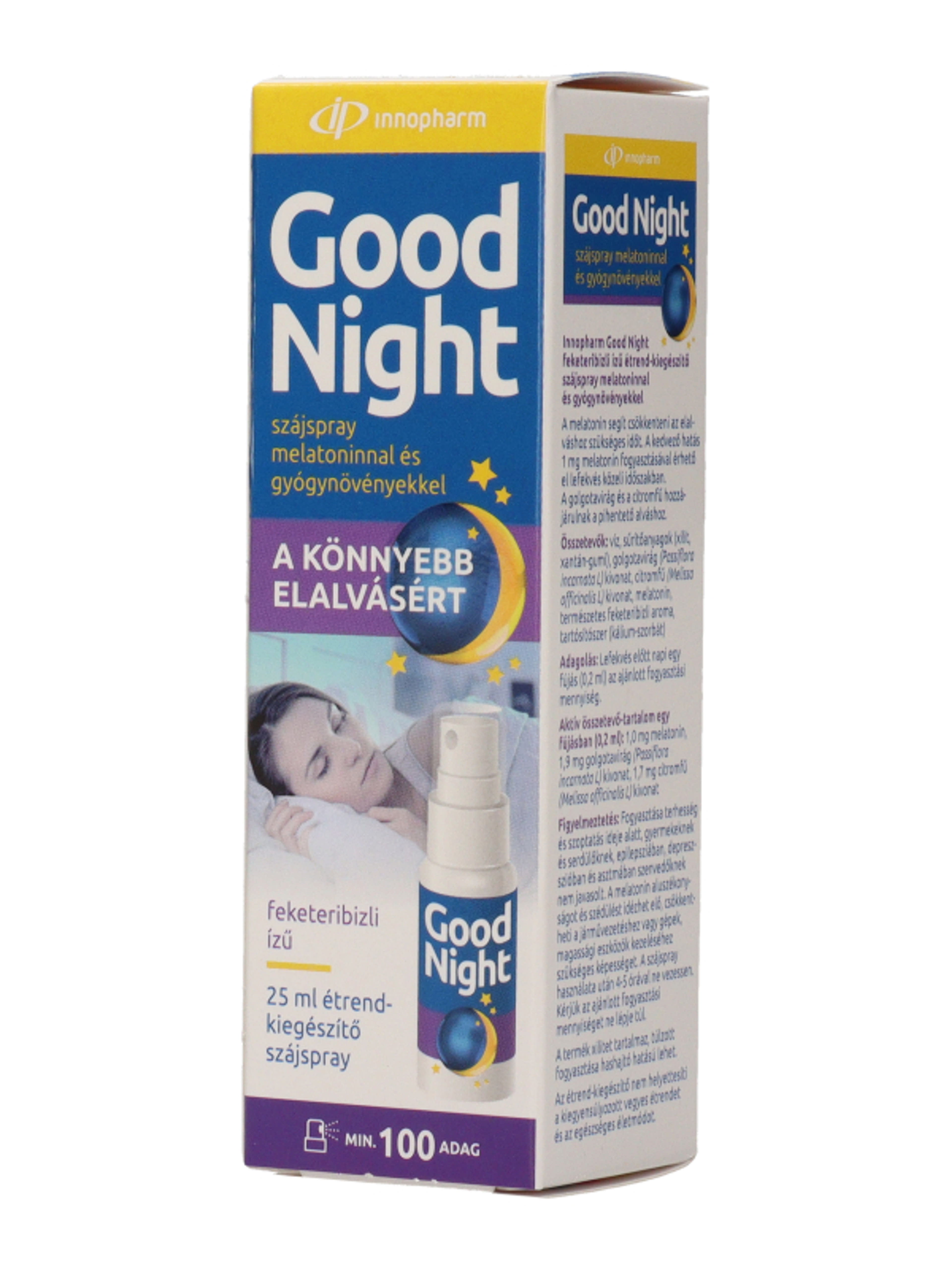 Innopharm Good Night étrend-kiegészítő szájspray melatoninnal és gyógynövényekkel feketeribizli ízű - 25 ml-3