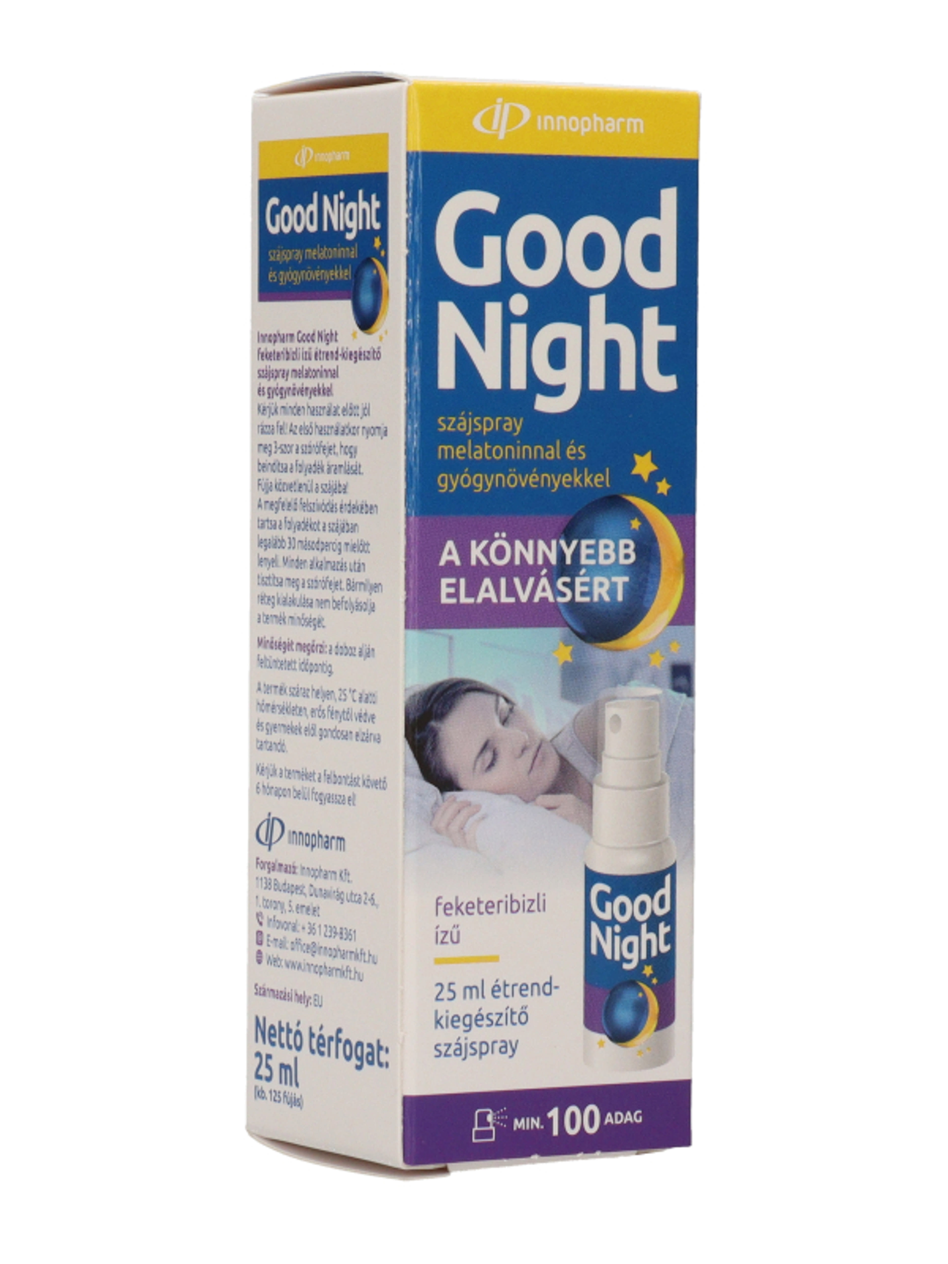 Innopharm Good Night étrend-kiegészítő szájspray melatoninnal és gyógynövényekkel feketeribizli ízű - 25 ml-5