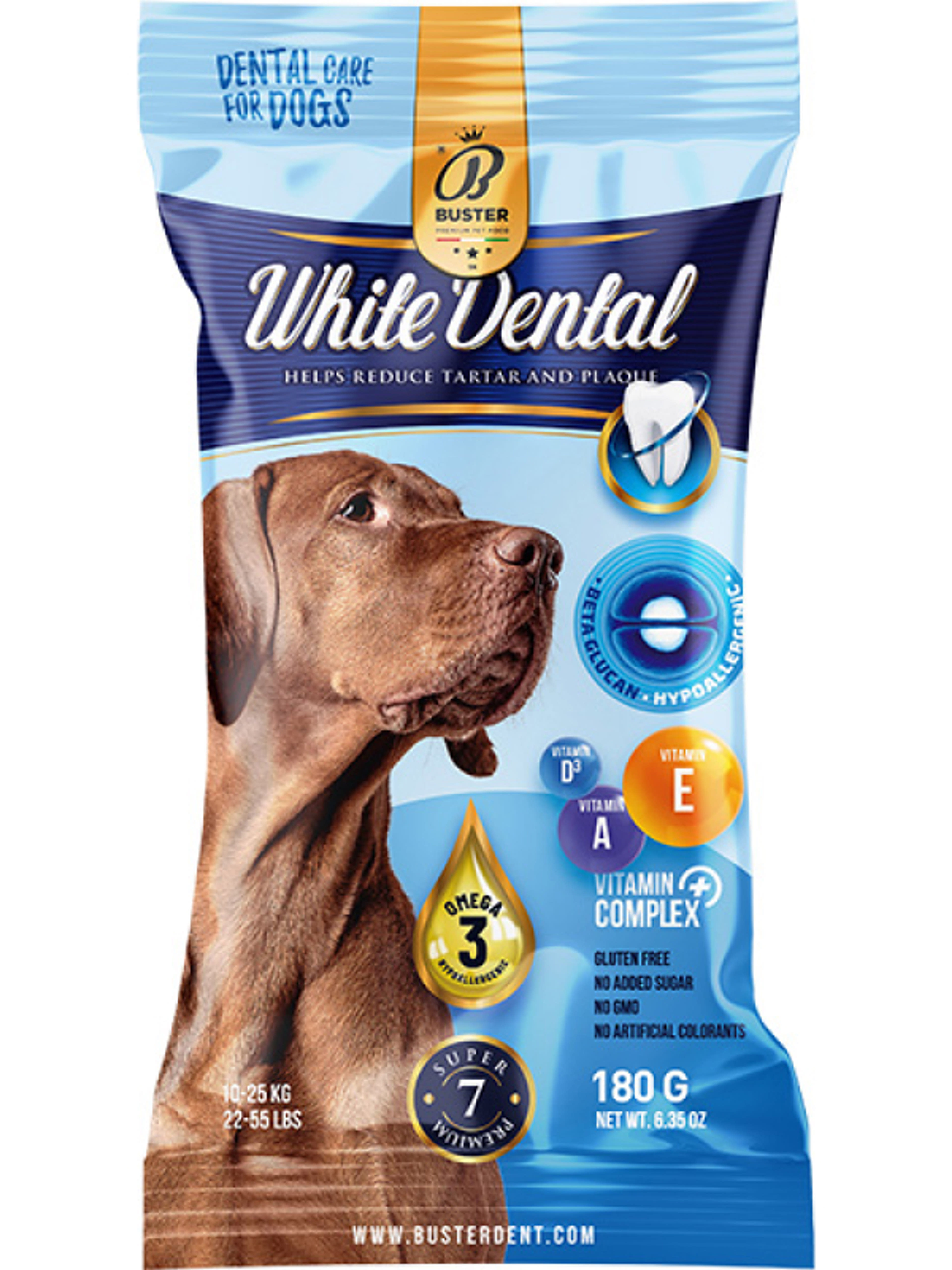 Buster White Dental rizses jutalomfalat kutyáknak, Beta-Glucannal - 180 g-1