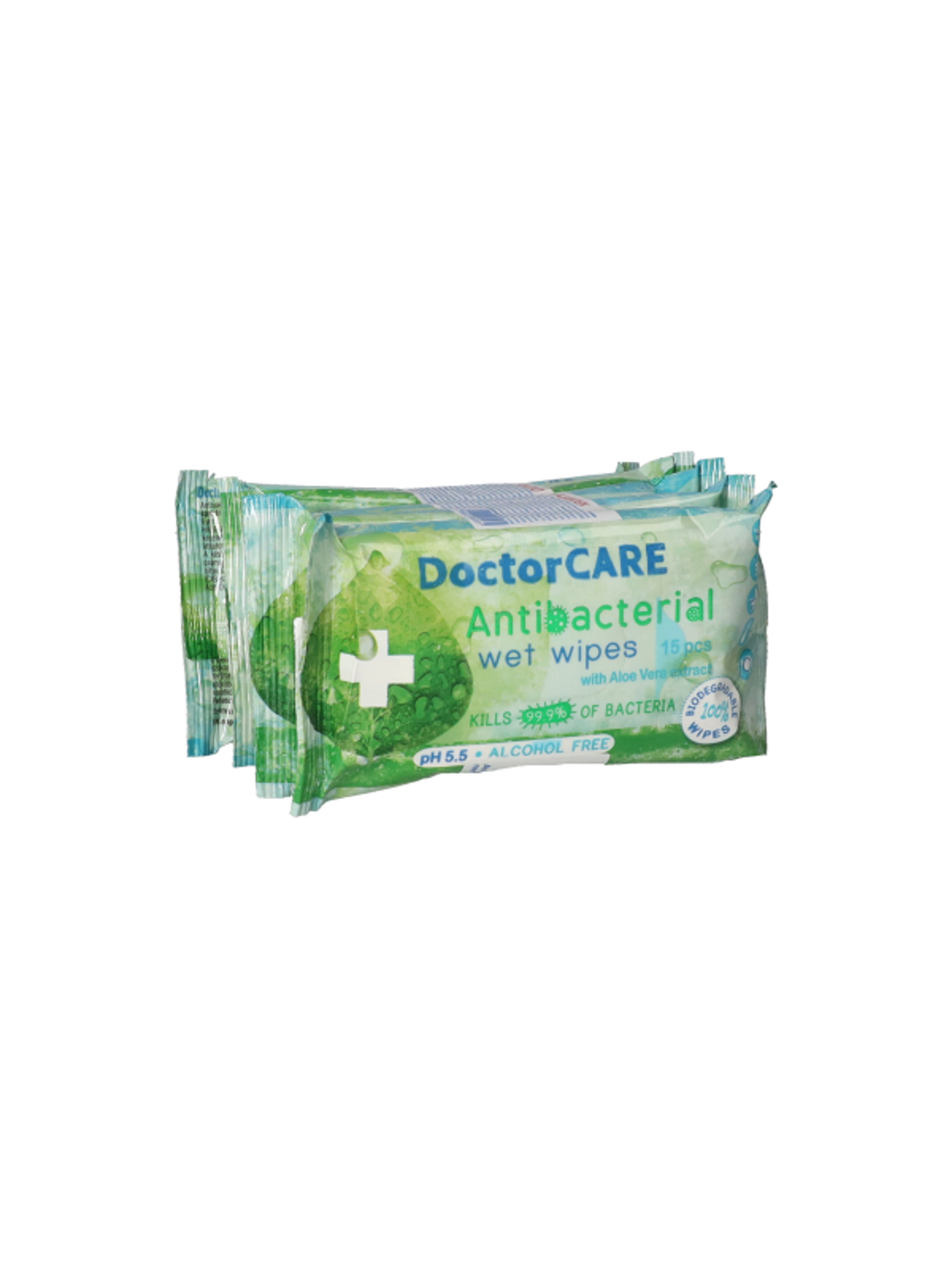 Doctor Care Antibakteriális nedves törlőkendő, alo vera kivonattal (5x15 db) - 75 db-4