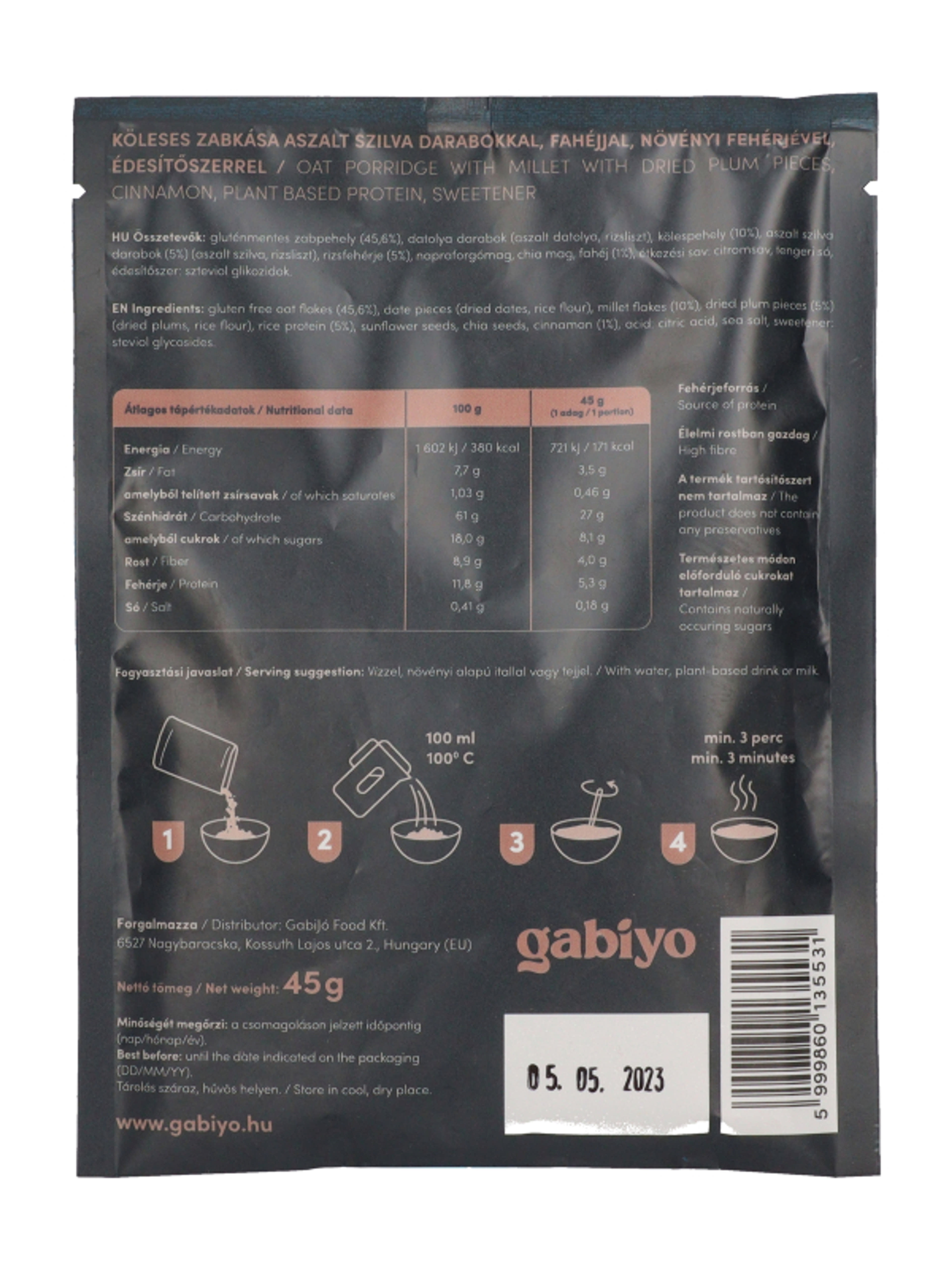 GabiJó zabkása fahéjas szilvával - 45 g-4