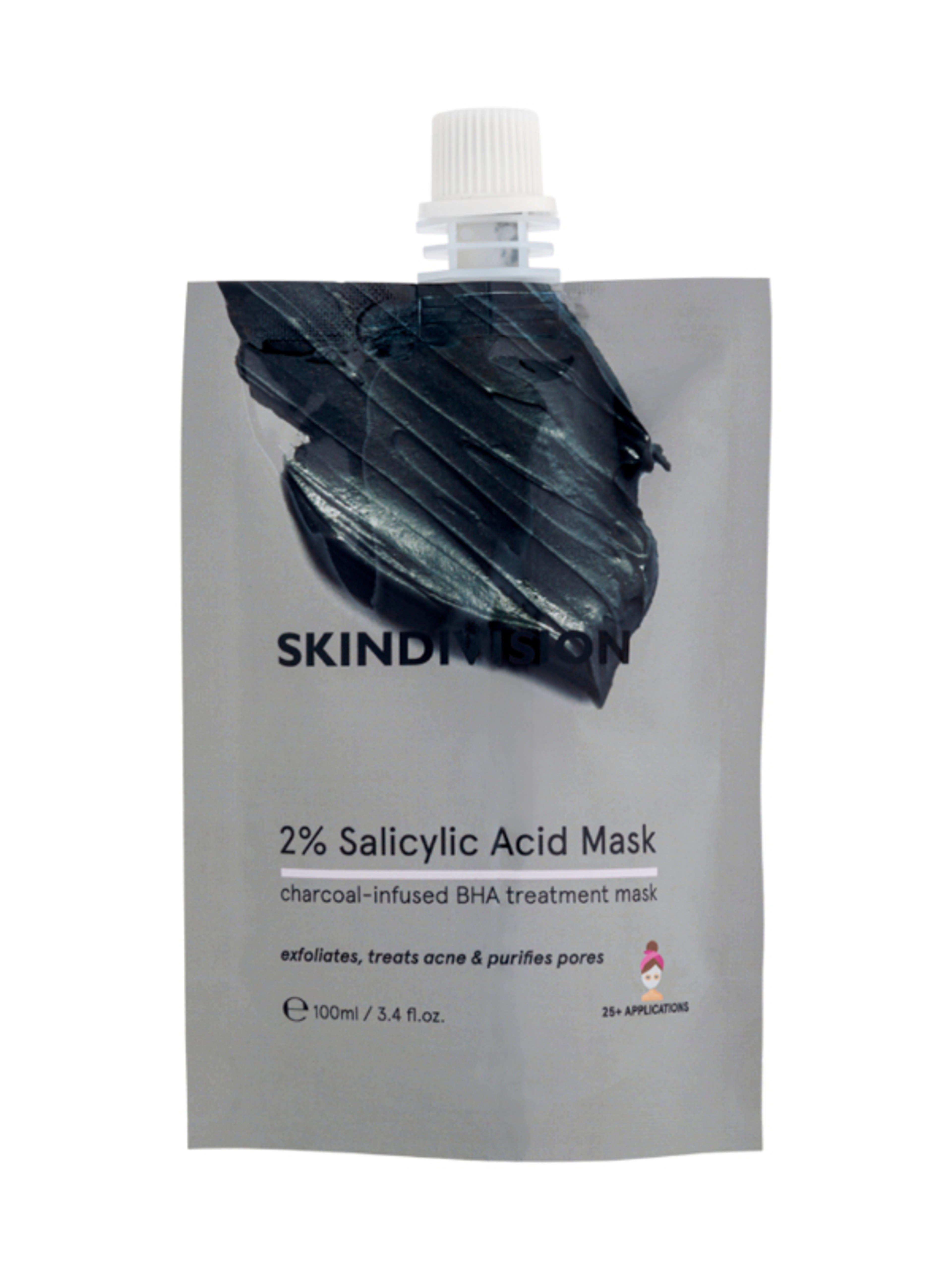 SkinDivision Szalicilsav 2%+aktív szén maszk - 100 ml