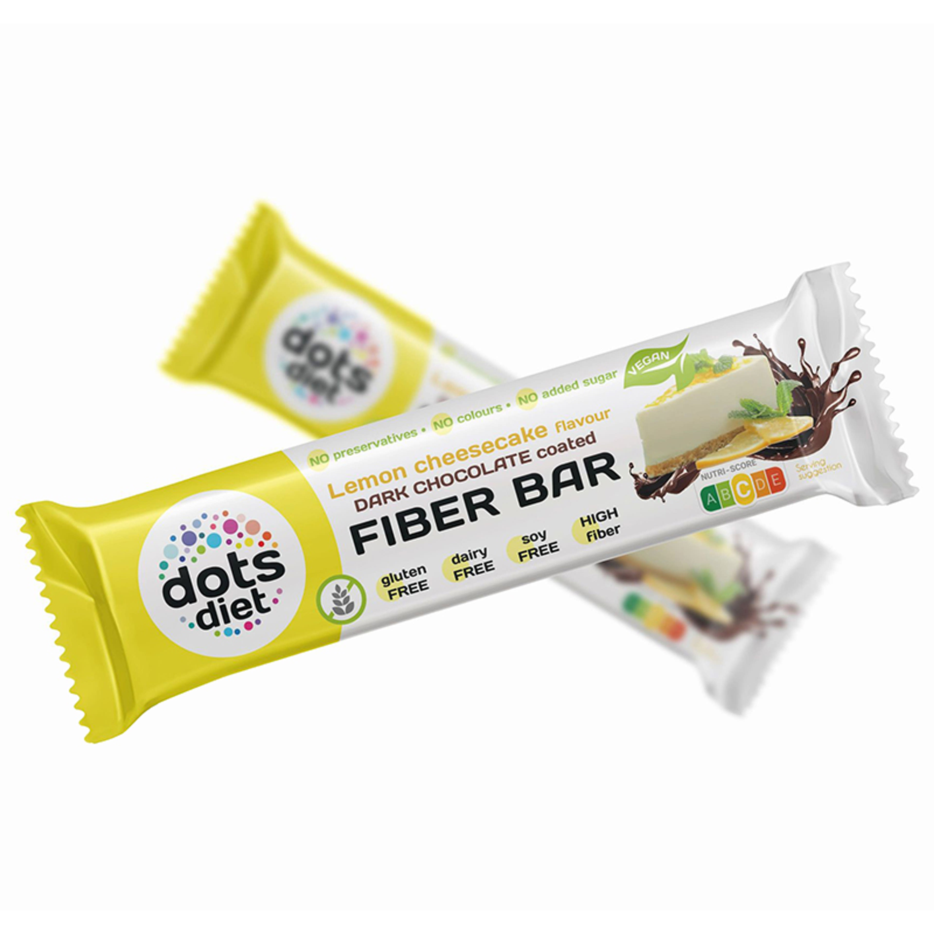 DotsDiet Fiber Bar rostszelet citromos sajttorta ízű étcsokoládéba mártva - 40 g-2