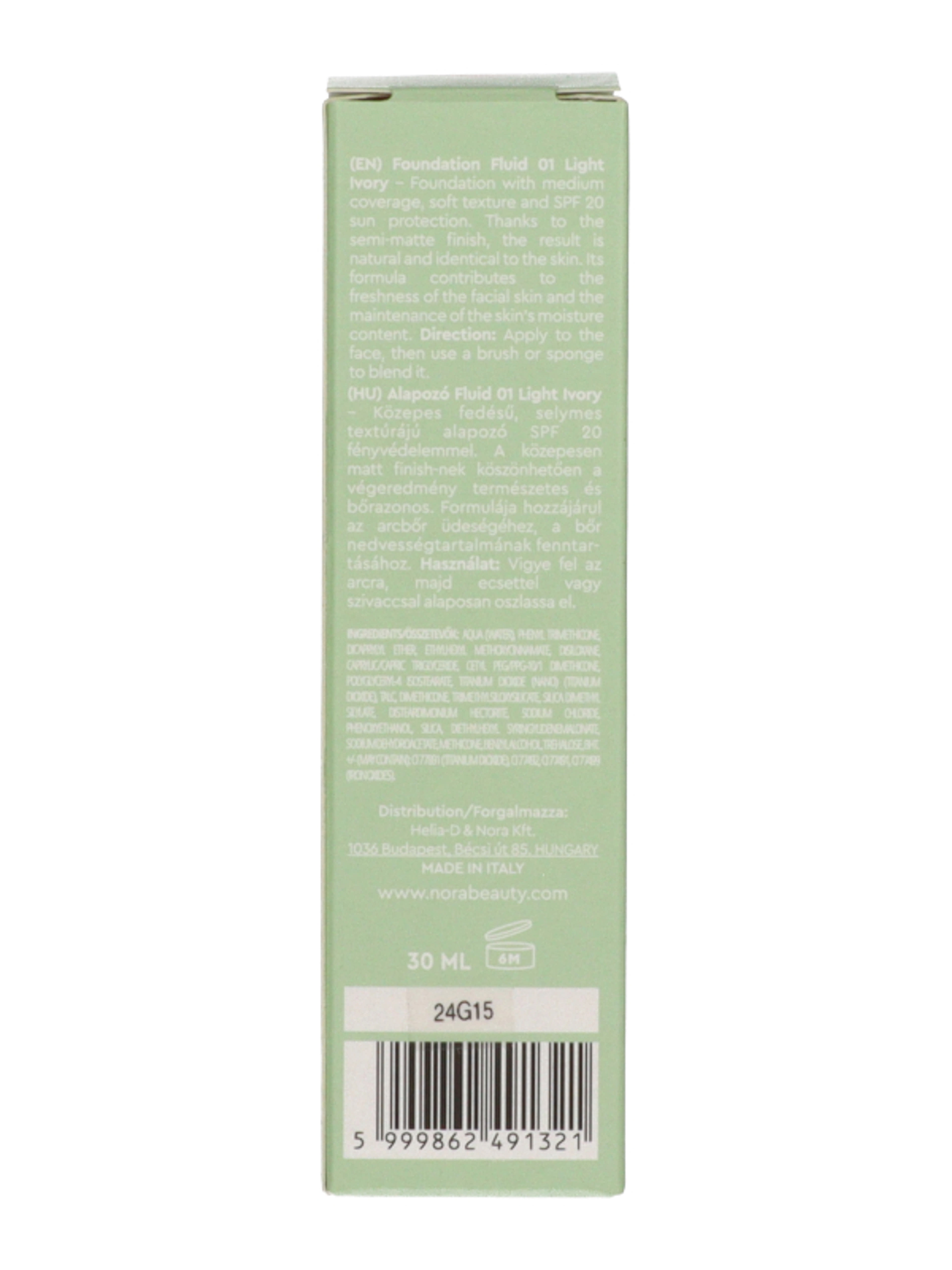 NoraBeauty alapozó fluid /01 Light Ivory - 1 db-3
