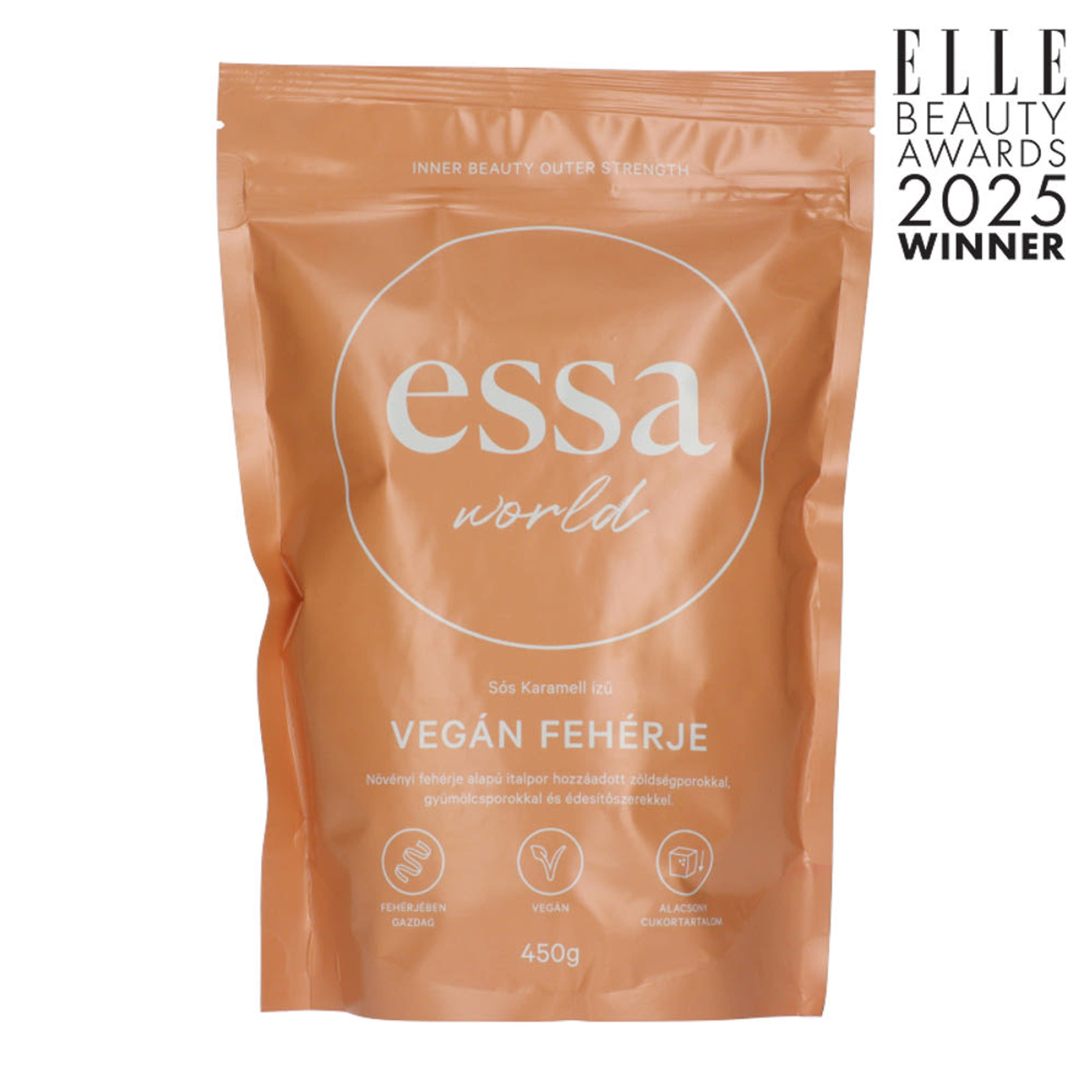 Essa World Vegán fehérje sós karamell izű - 450 g