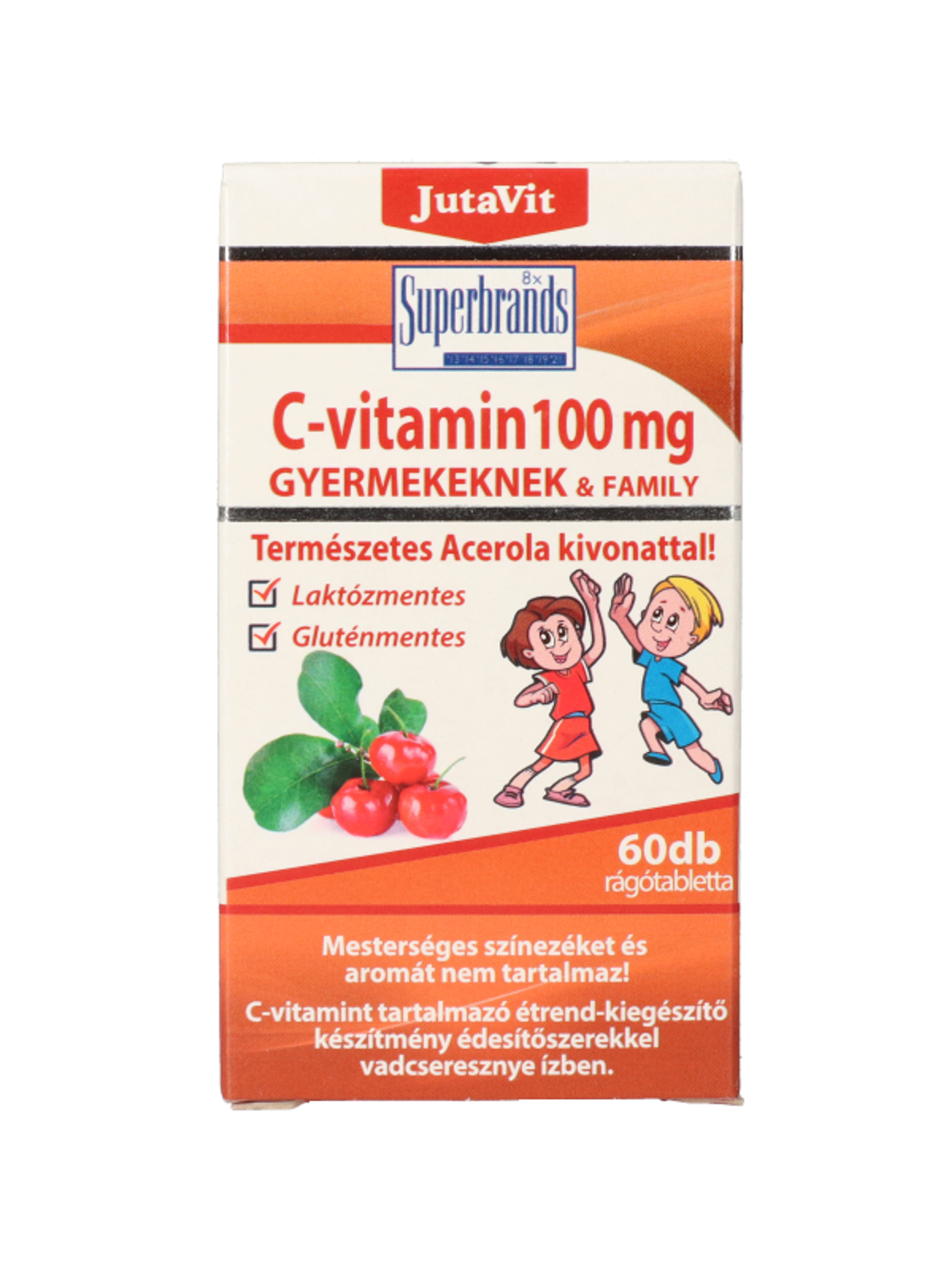 JutaVit C-vitamin gyermekeknek étrend-kiegészítő rágótabletta, vadcseresznye ízű - 60 db