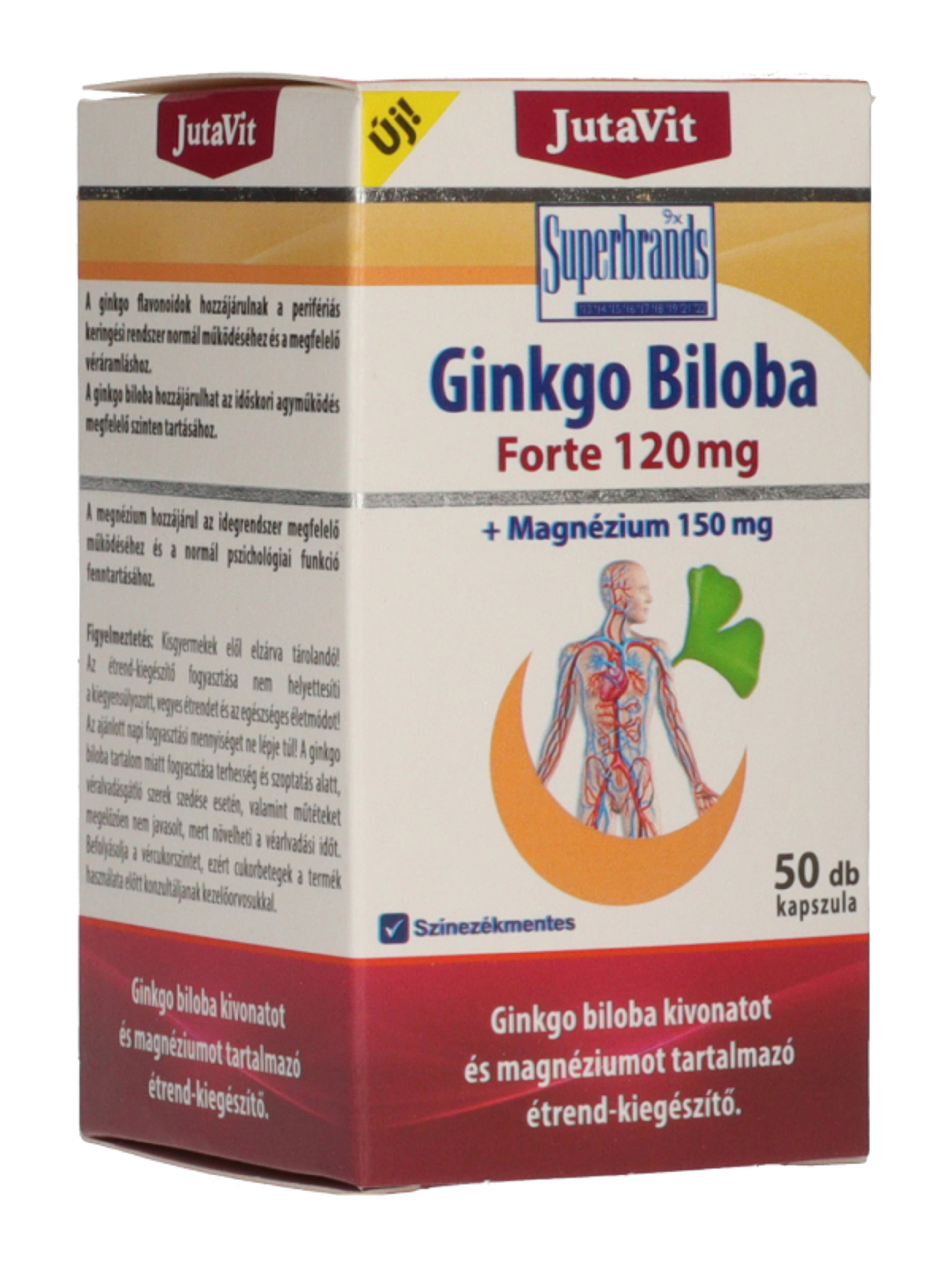 JutaVit Ginkgo Biloba 120 mg + Magnézium 150 mg étrend-kiegészítő - 50 db-4