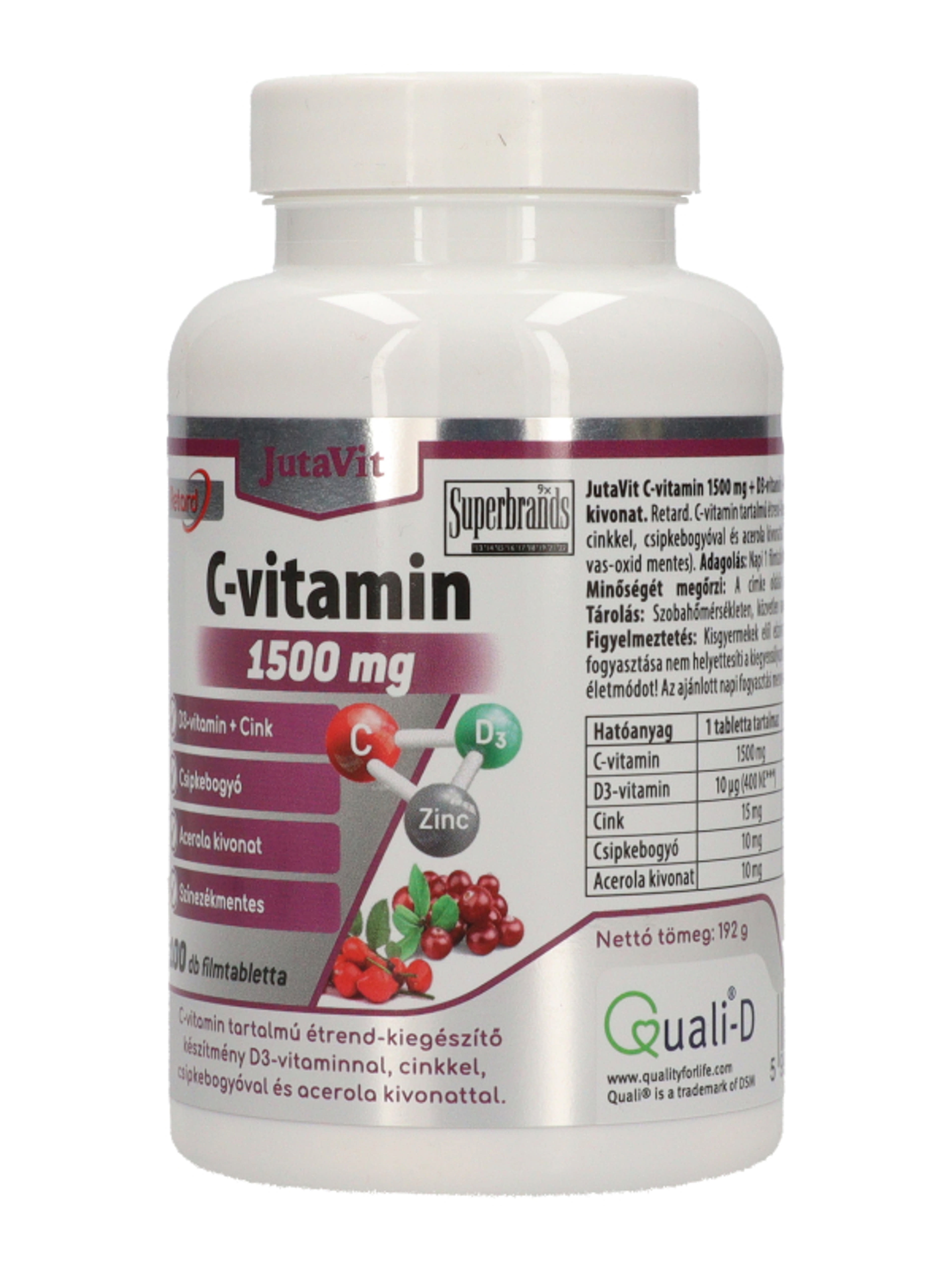 JutaVit C-Vitamin 1500mg Csipkebogyó+ Acerola+D3-Vitamin Filmtabletta - 100 db-4
