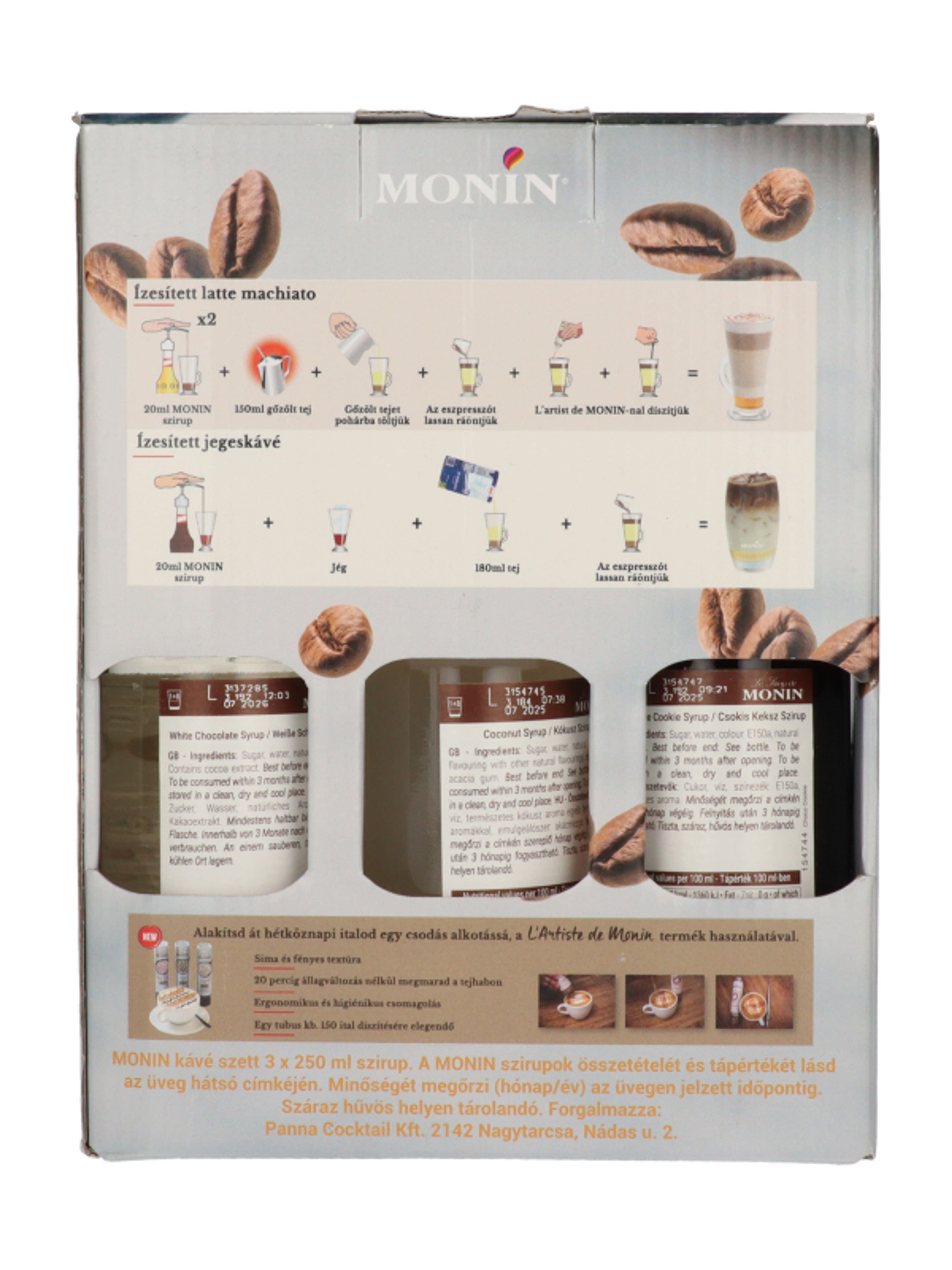 Monin kávészirup szett csokis süti, fehércsoki és kókusz 3x250 ml - 750 ml-3