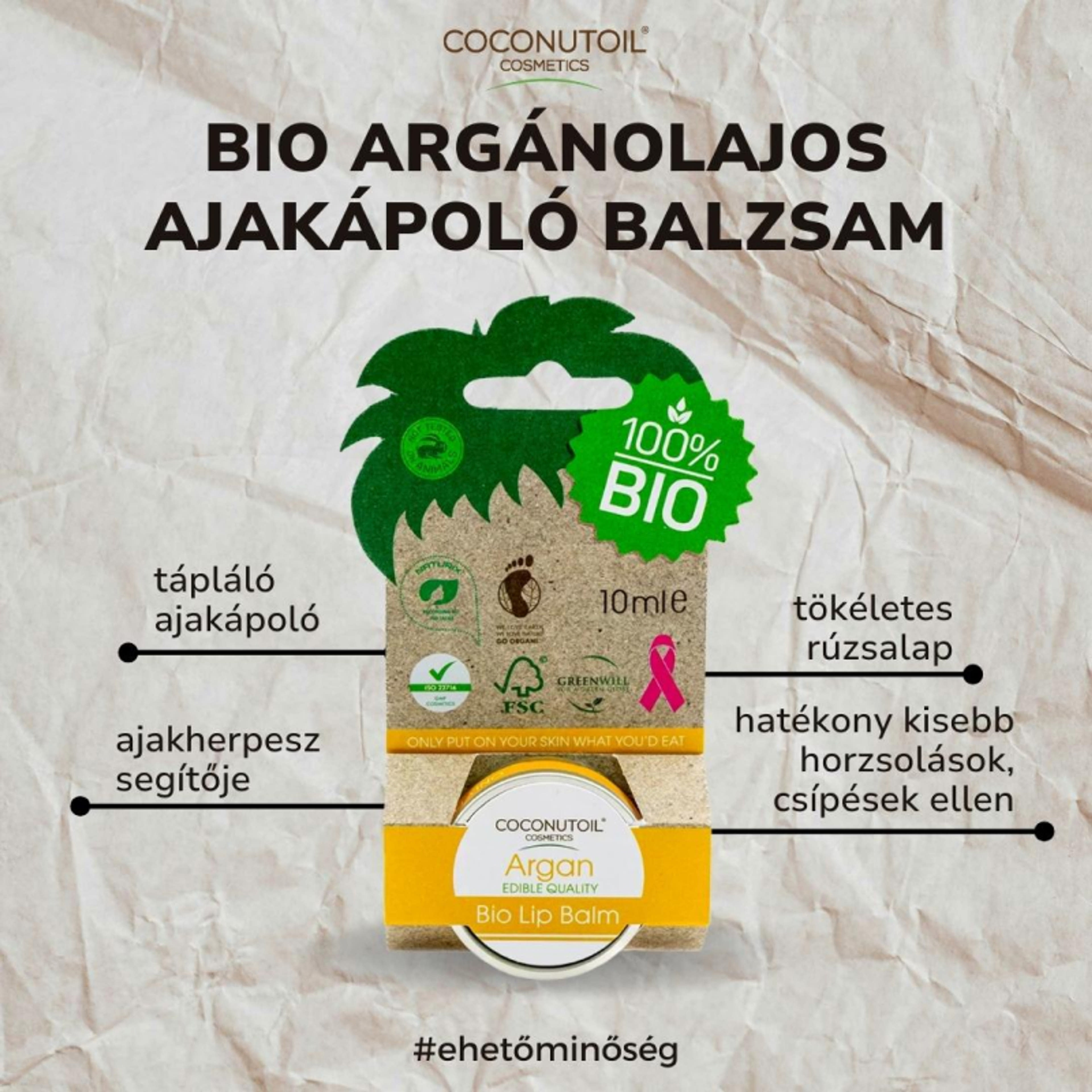 Coconutoil Cosmetics Bio ajakápoló argánolajjal - 10 ml-3