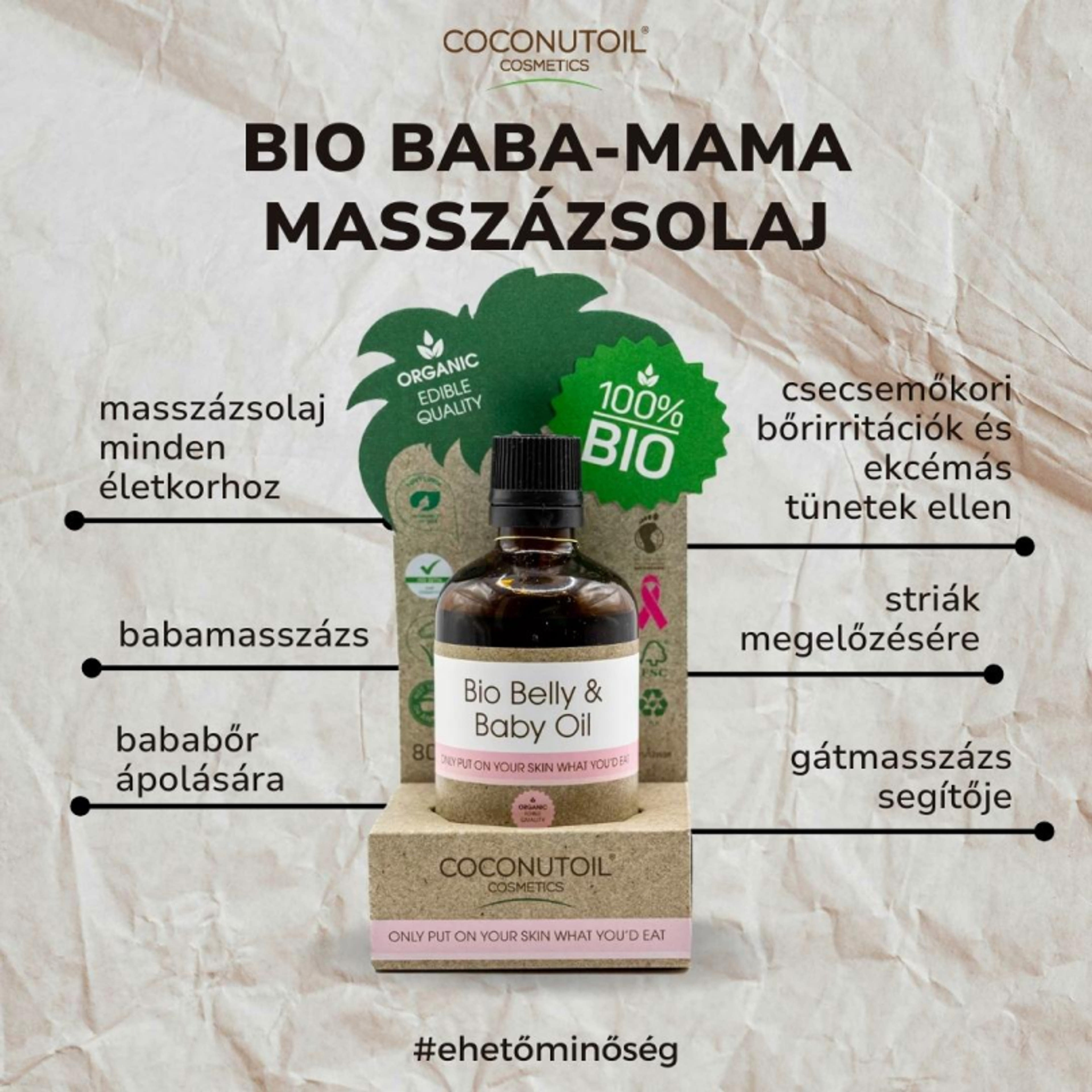 Coconutoil Cosmetics Bio baba-mama masszázsolaj - 80 ml-3