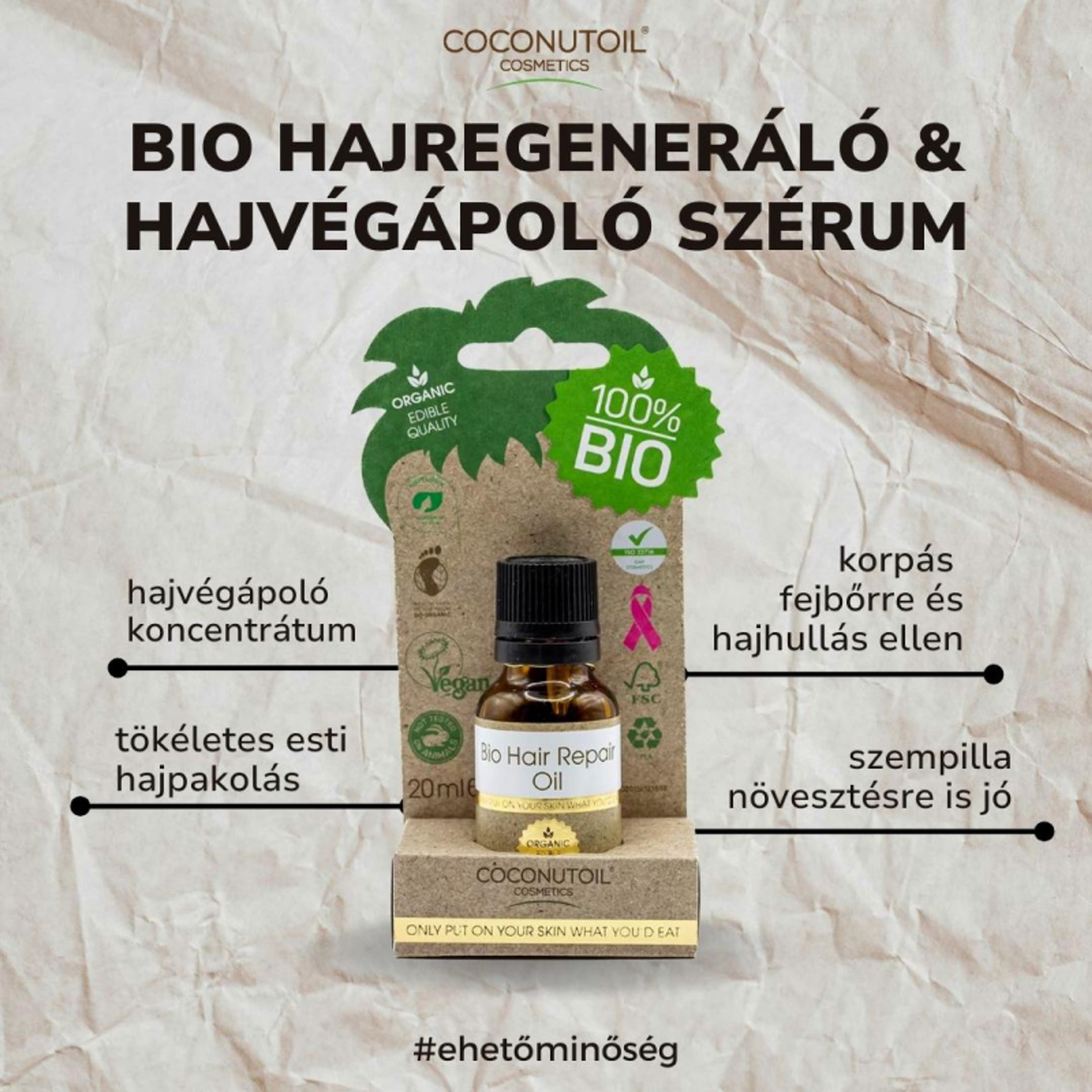 Coconutoil Cosmetics Bio hajregeneráló és hajvégápoló szérum - 20 ml-3