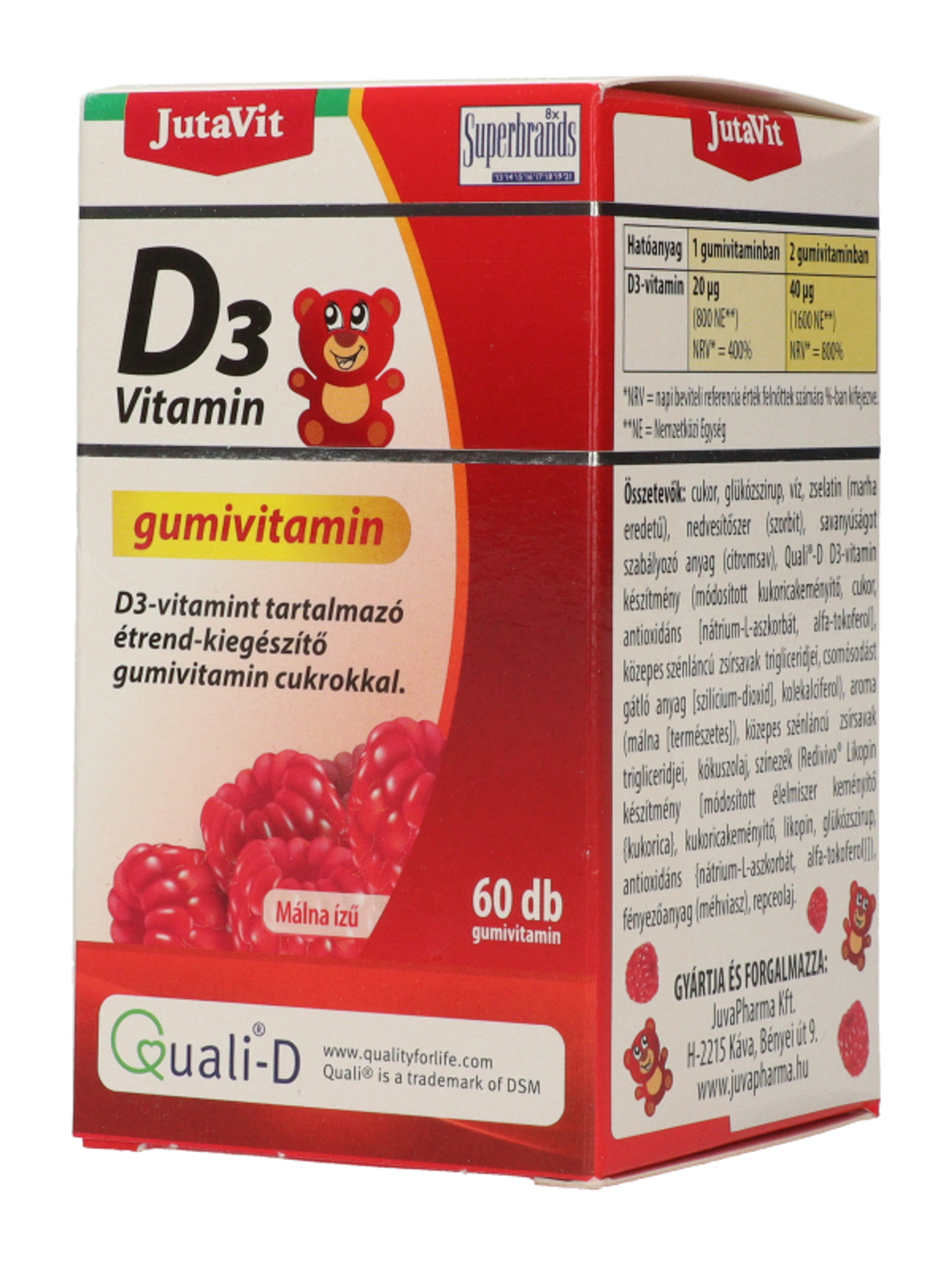 Jutavit D3-vitamin gumivitamin málna - 60 db-3