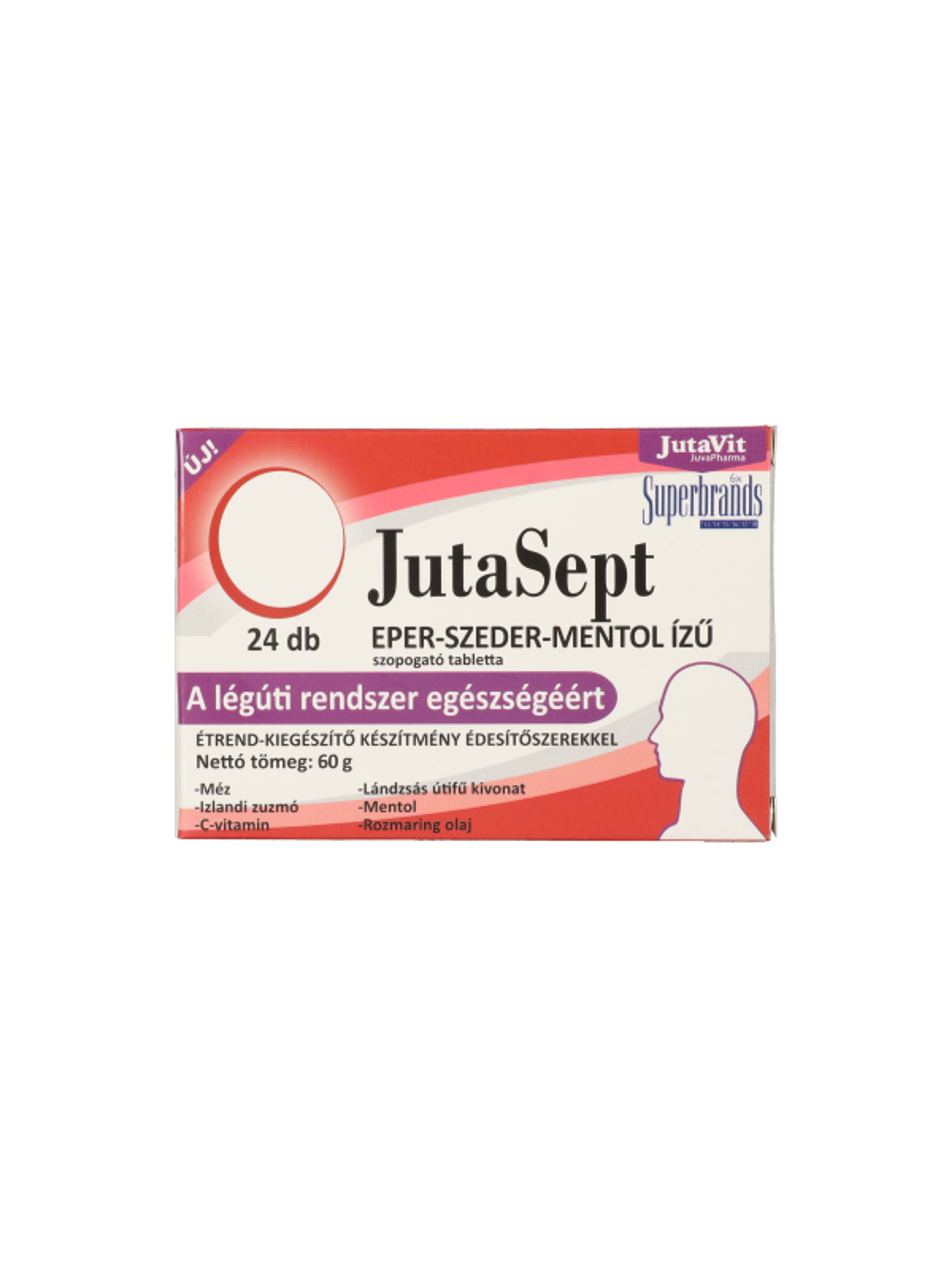 JutaVit Jutasept szopogató tabletta, eper-szeder-mentol ízű - 24 db