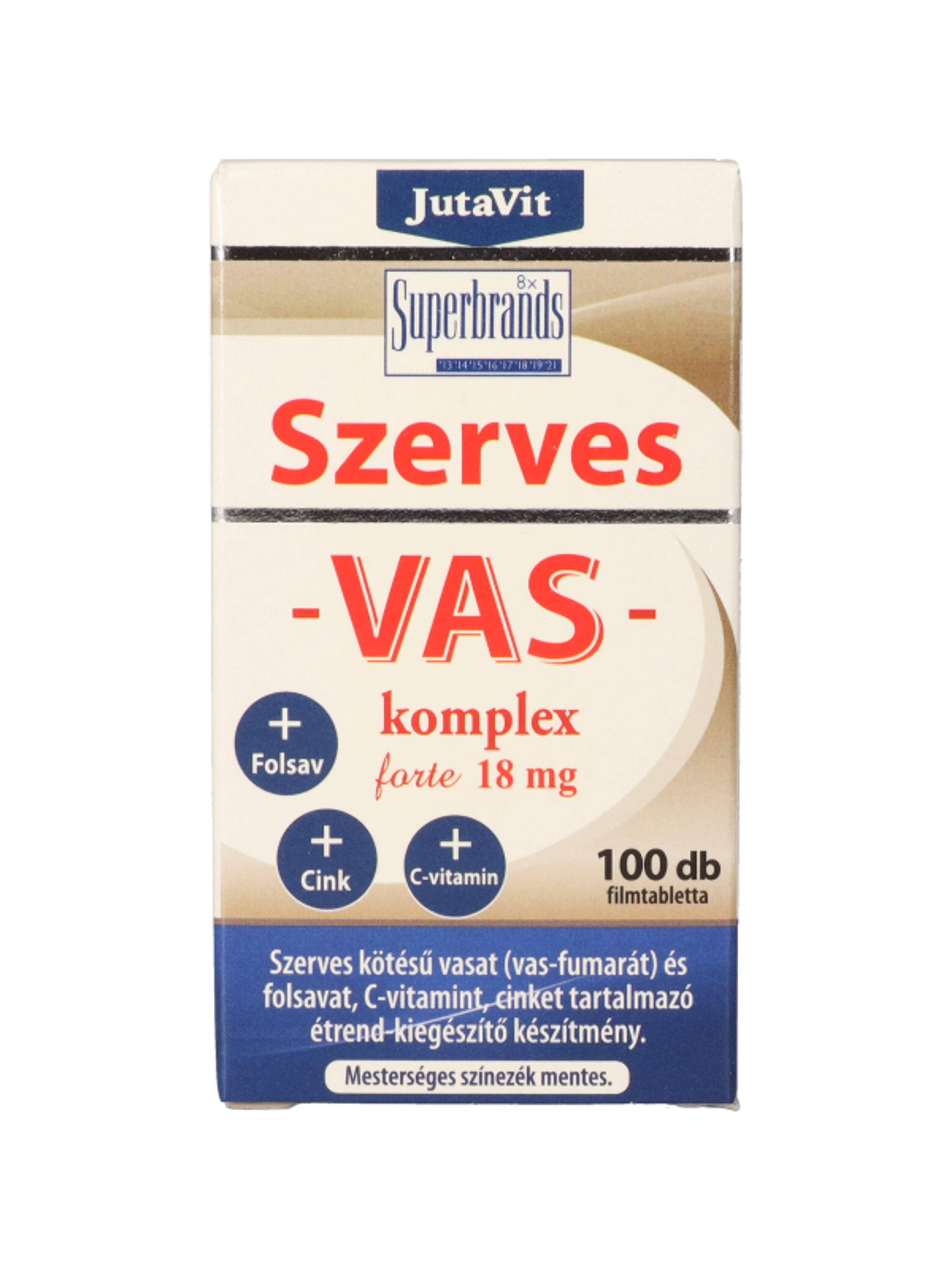 JutaVit Szerves Vas Komplex Forte 18 mg, étrend-kiegészítő filmtabletta - 100 db