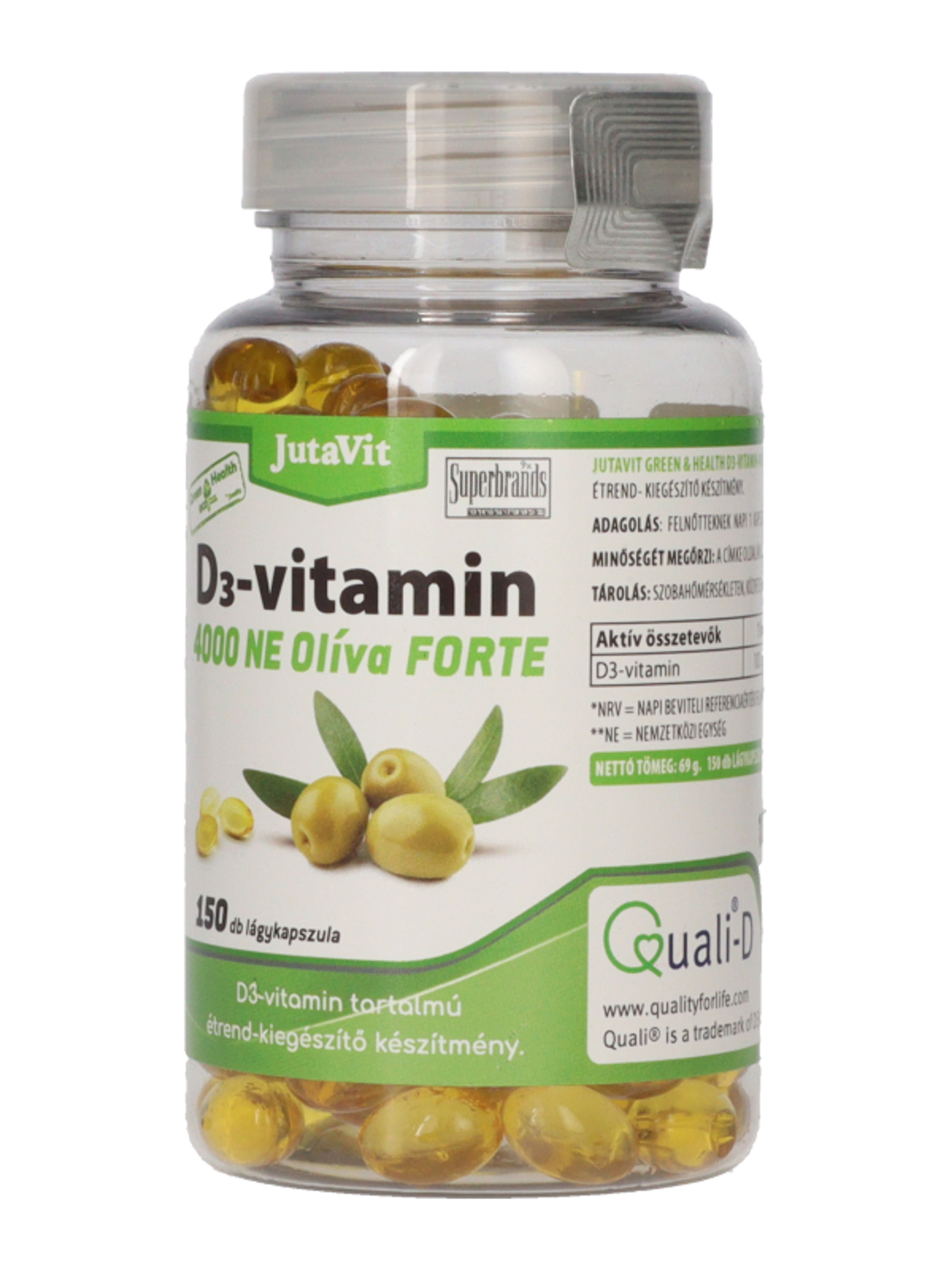 Jutavit Green & Health D3-vitamin 4000 NE Olíva Forte étrend-kiegészítő lágykapszula - 150 db-3