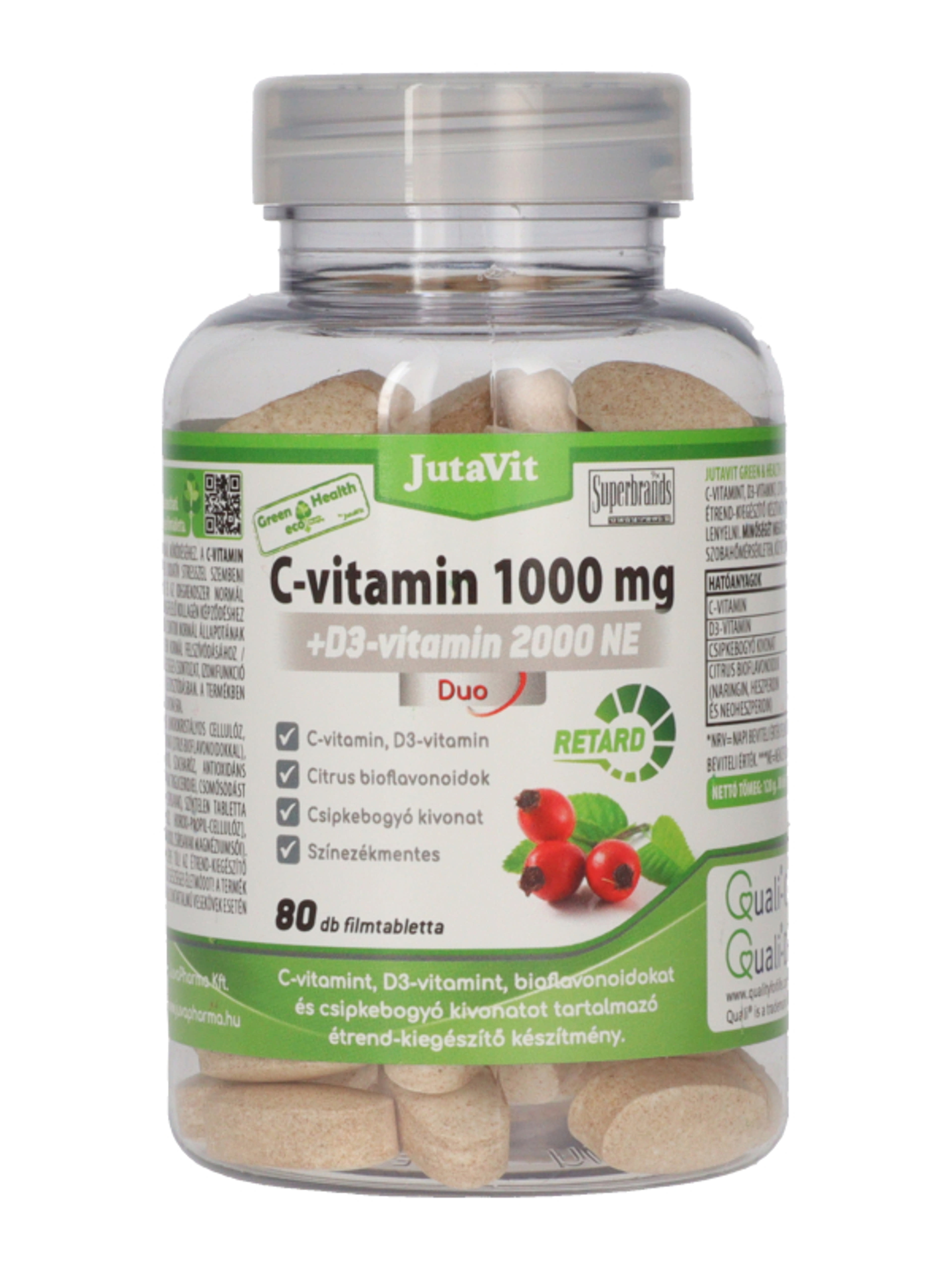 Jutavit Green & Health C-vitamin 1000 mg + D3- vitamin 2000 NE Duo étrend-kiegészítő filmtabletta - 80 db-2