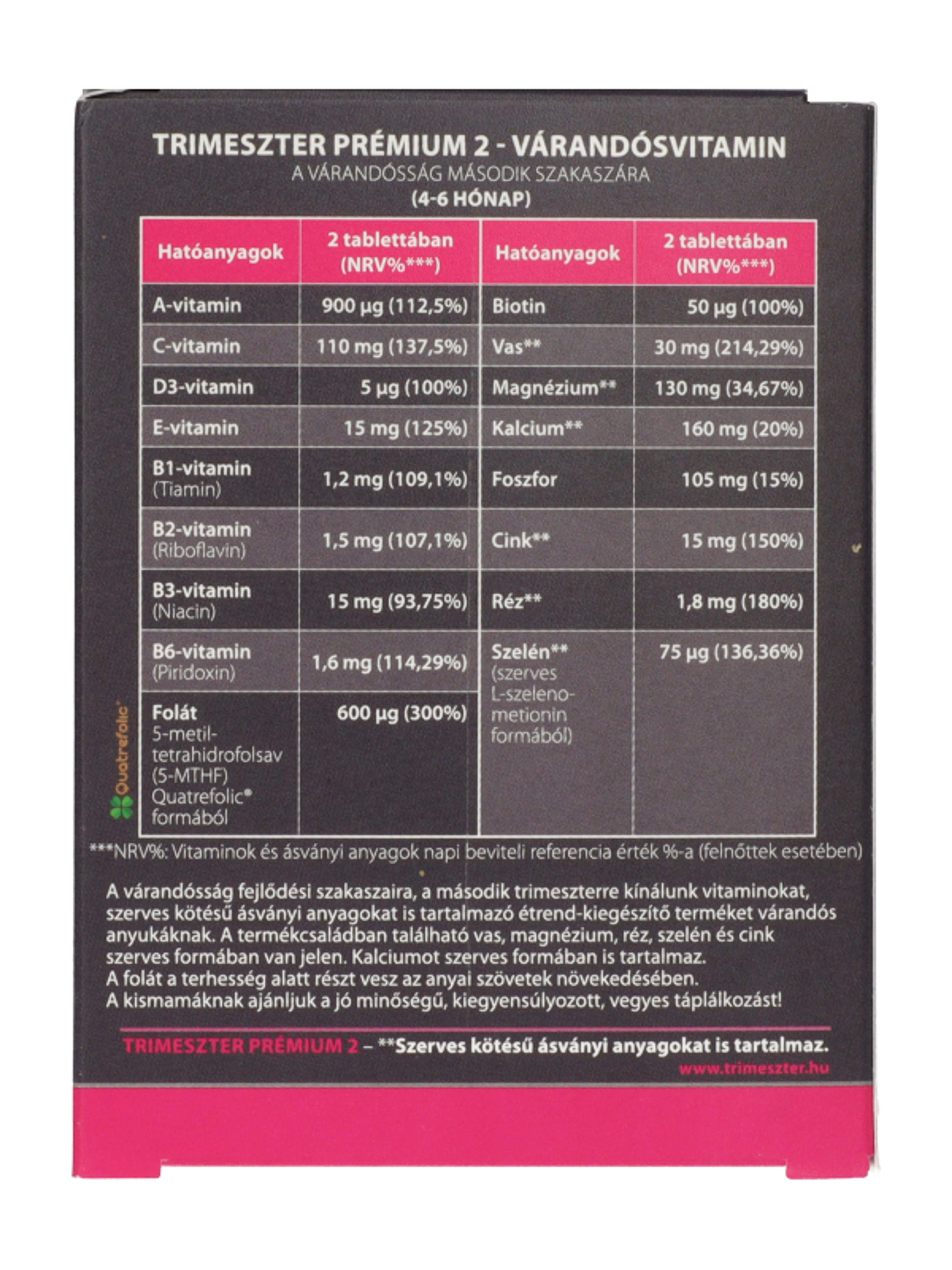 Trimeszter Premium 2 várandós vitamin 4-6 hónap - 60 db-3