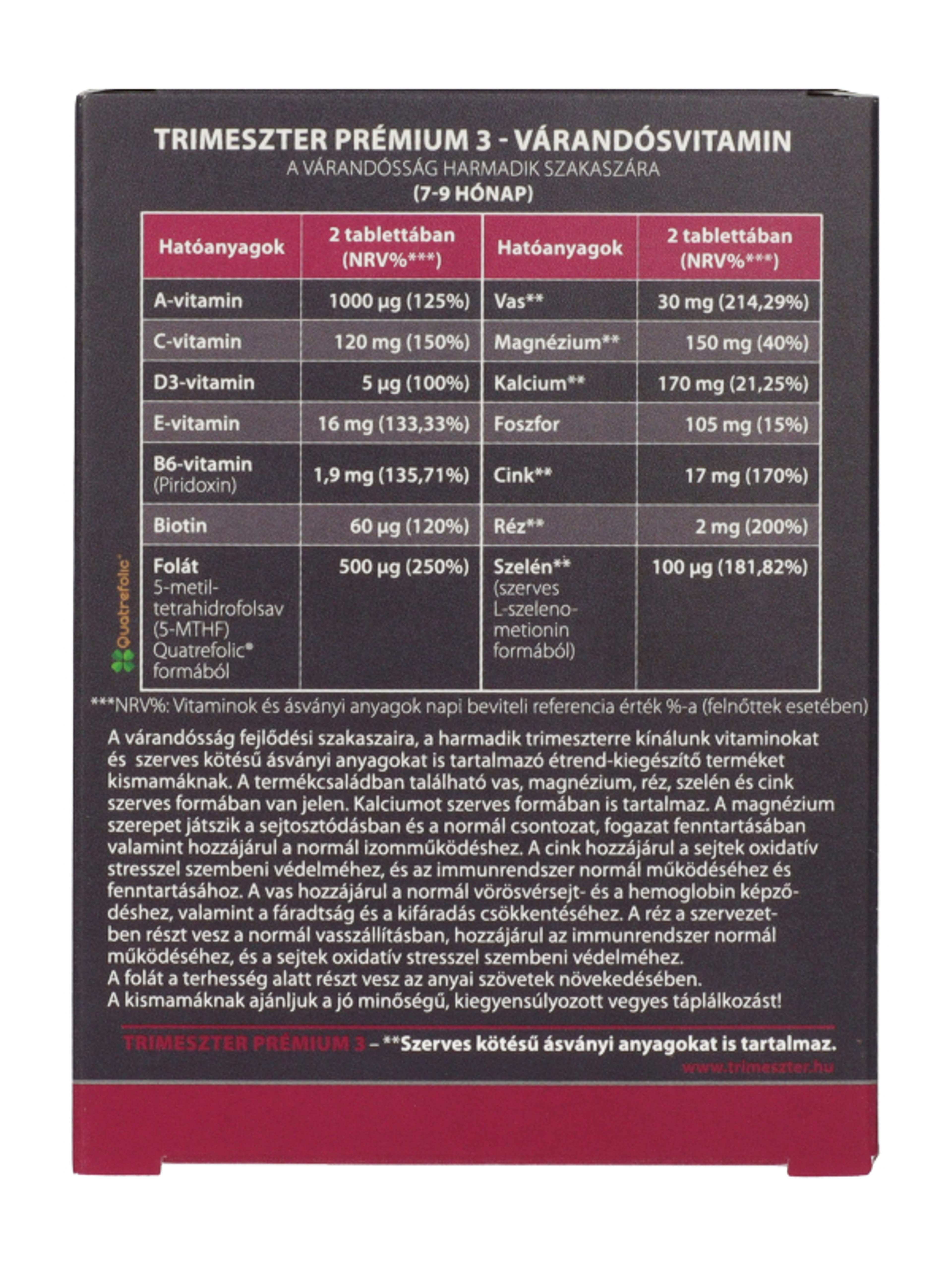 Trimeszter Premium 3 várandós vitamin 7-9hónap - 60 db-3