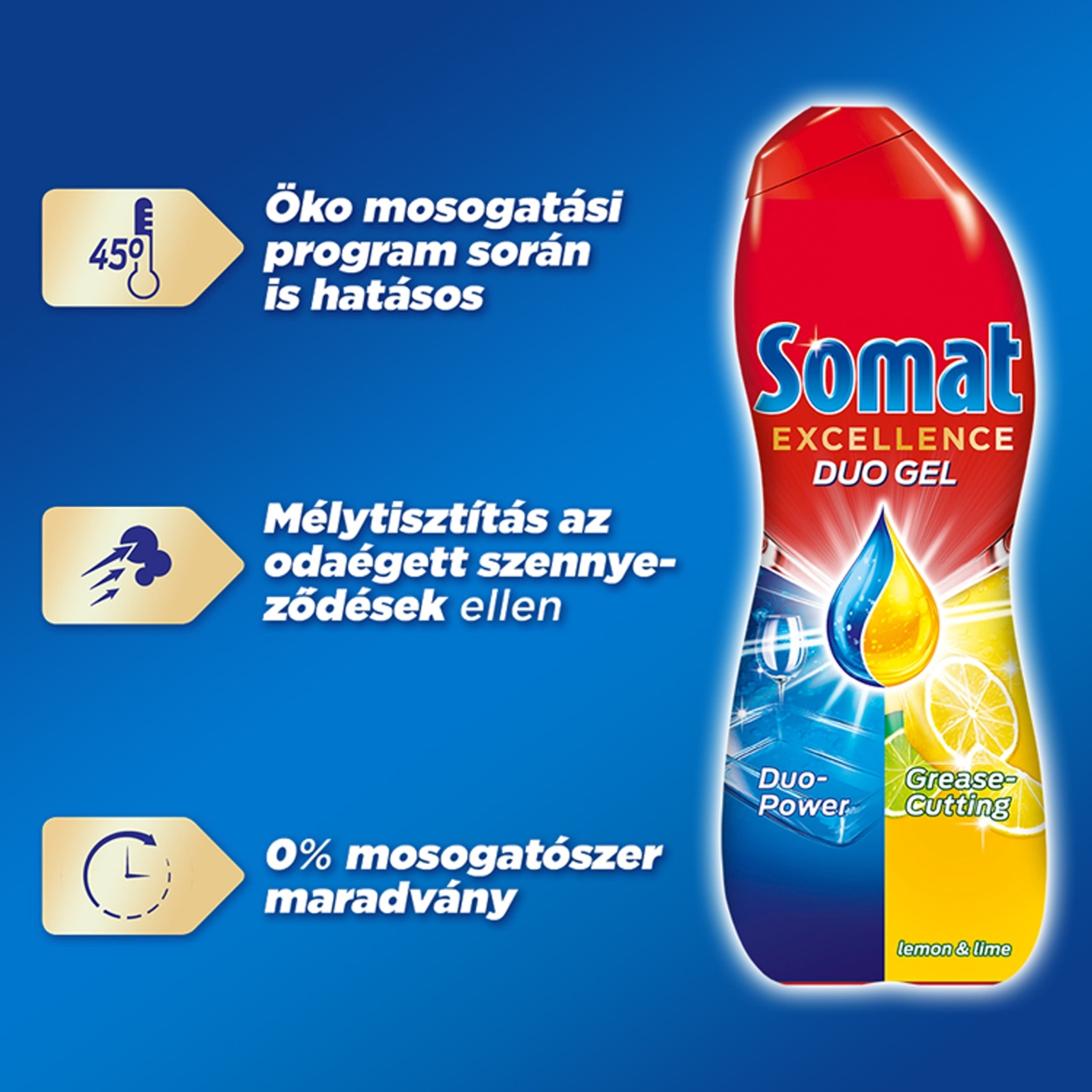 Somat Excellence Duo Gel Grease Cutting Lemon mosogatógél, 76 mosás (2x684 ml) - 1368 ml-3