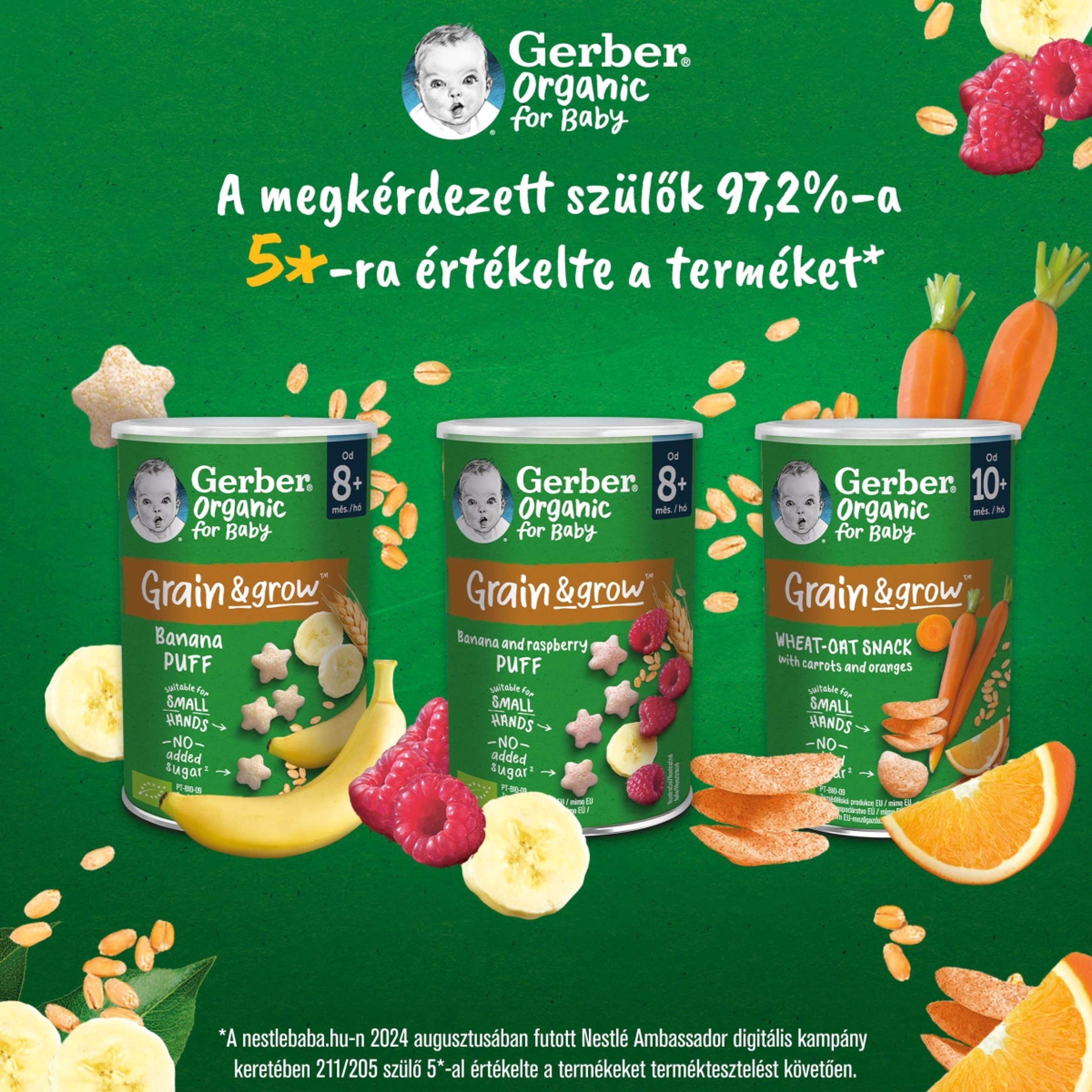 Gerber Organic banános és málnás bio gabonasnack 8 hónapos kortól - 35 g-8