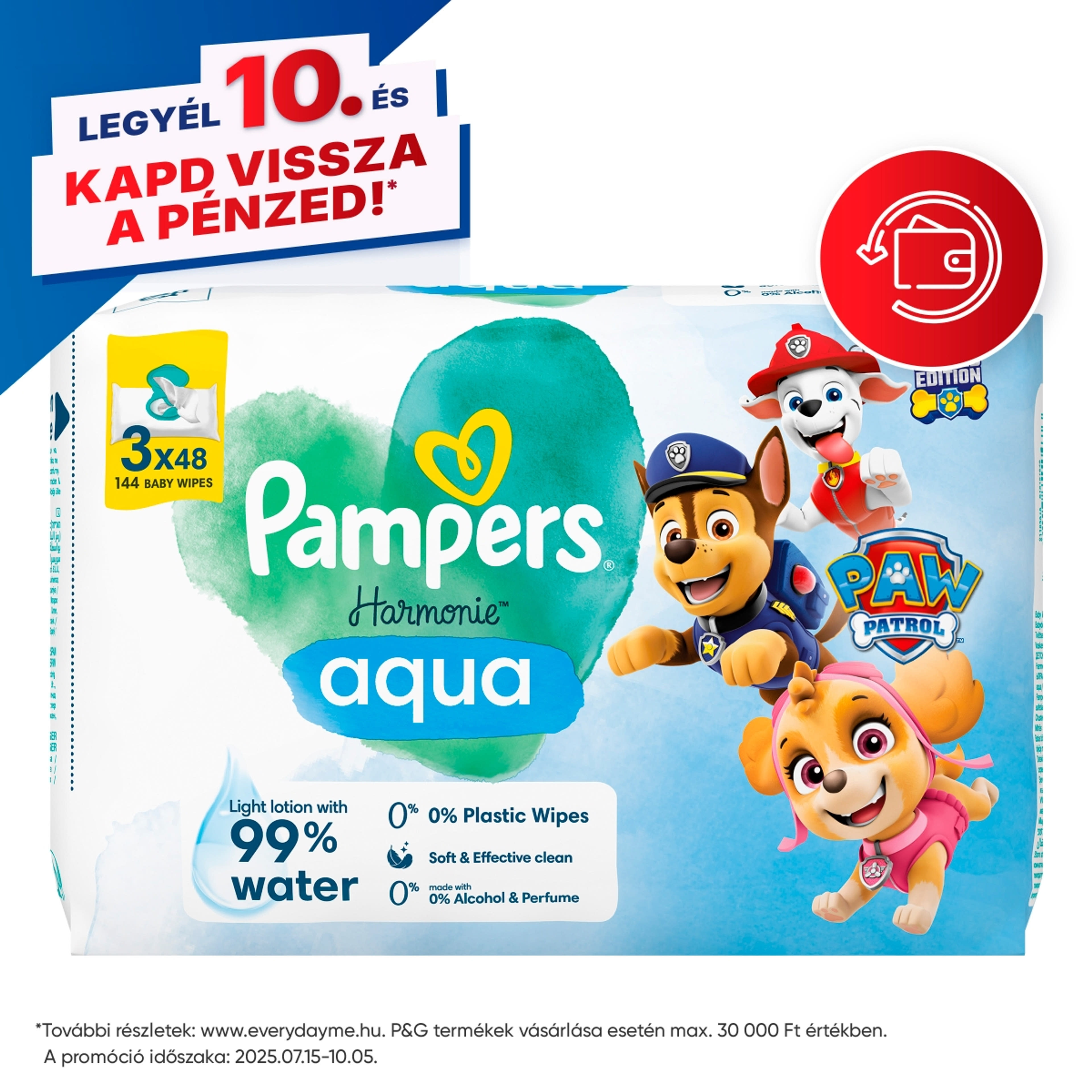 Pampers Harmonie Aqua nedves baba törlőkendő 3x48 db - 144 db