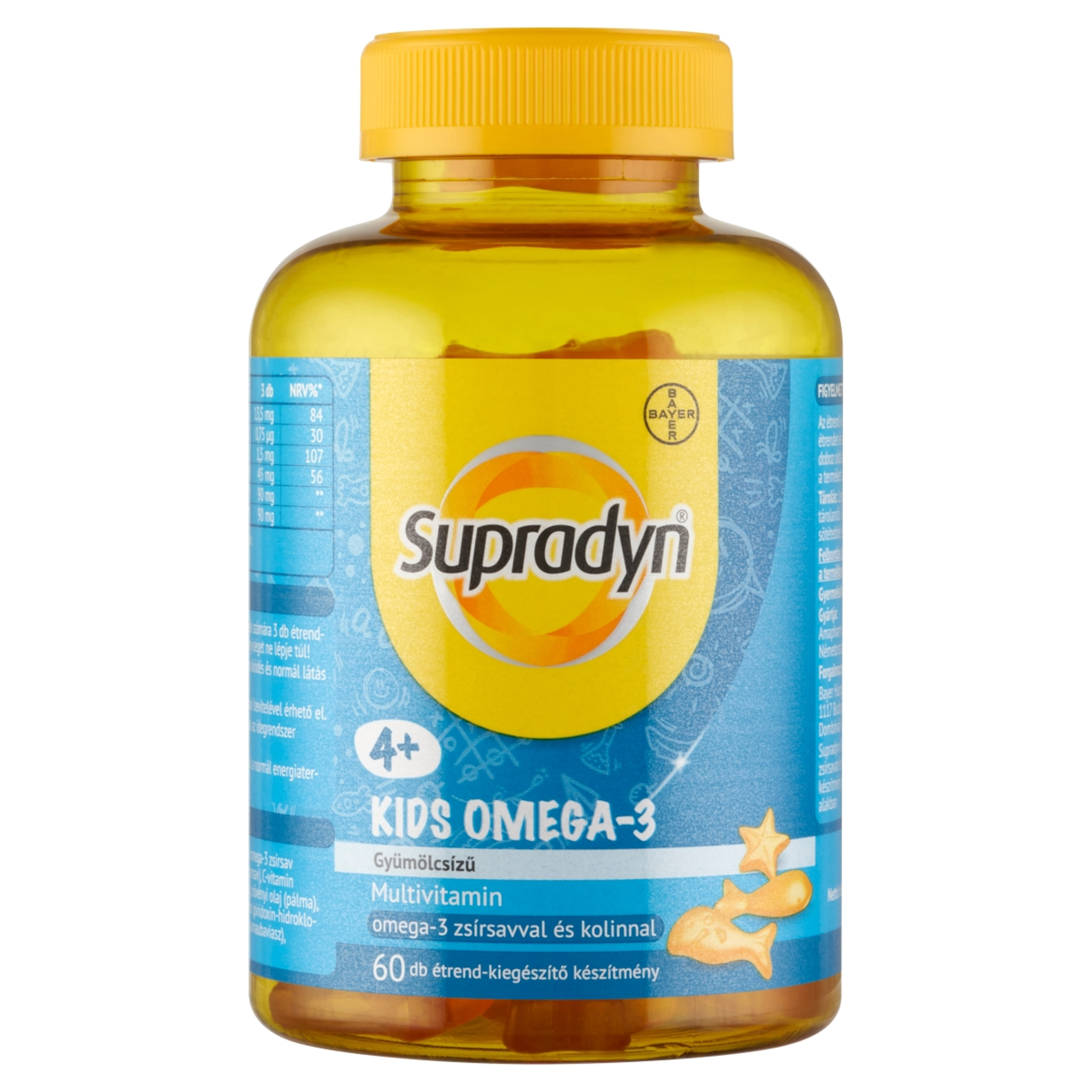 Supradyn Kids gyümölcsízű étrend-kiegészítő multivitamin omega-3-mal és kolinnal - 60 db