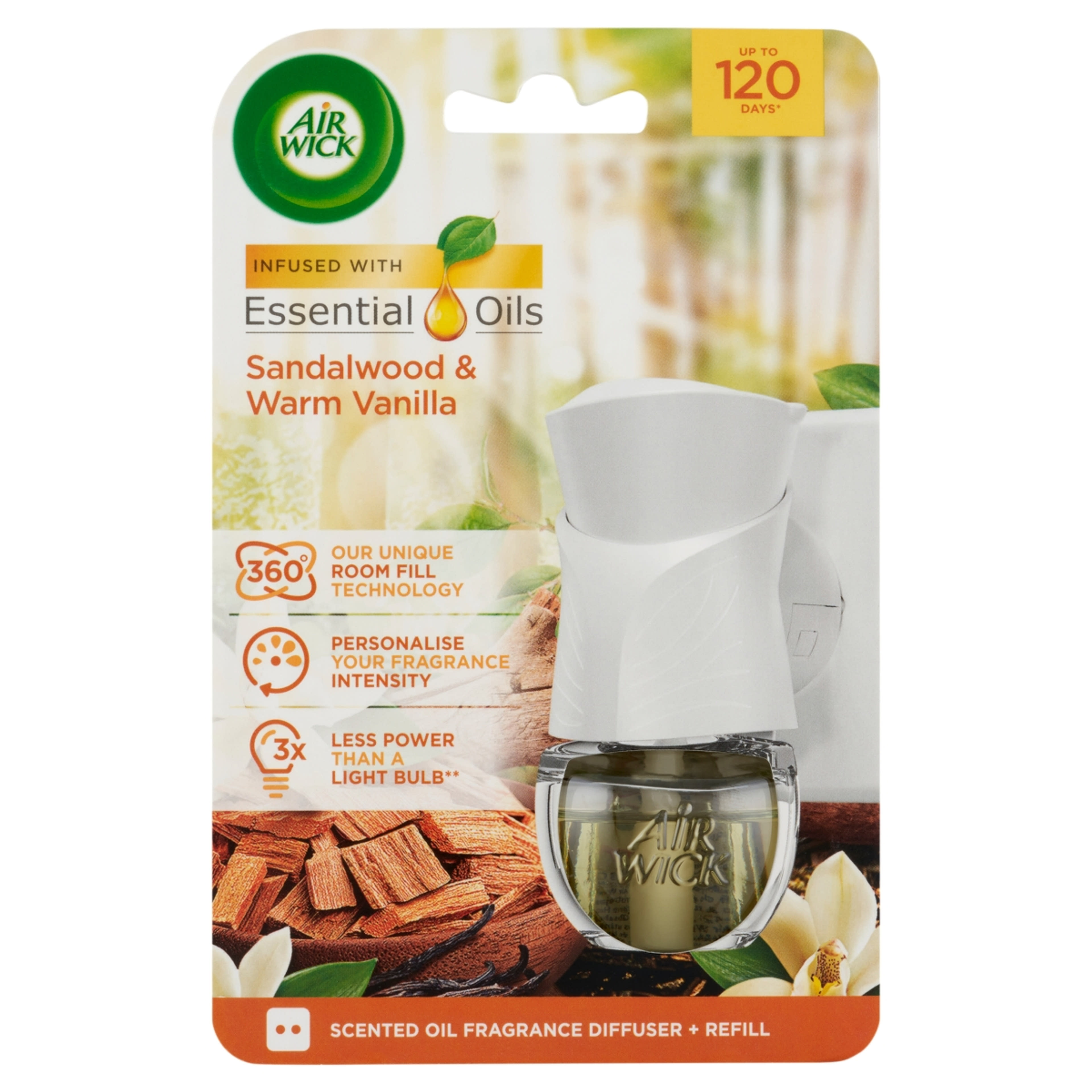 Air Wick elektromos légfrissítő készülék szantálfa és lágy vanília illattal - 19 ml-1
