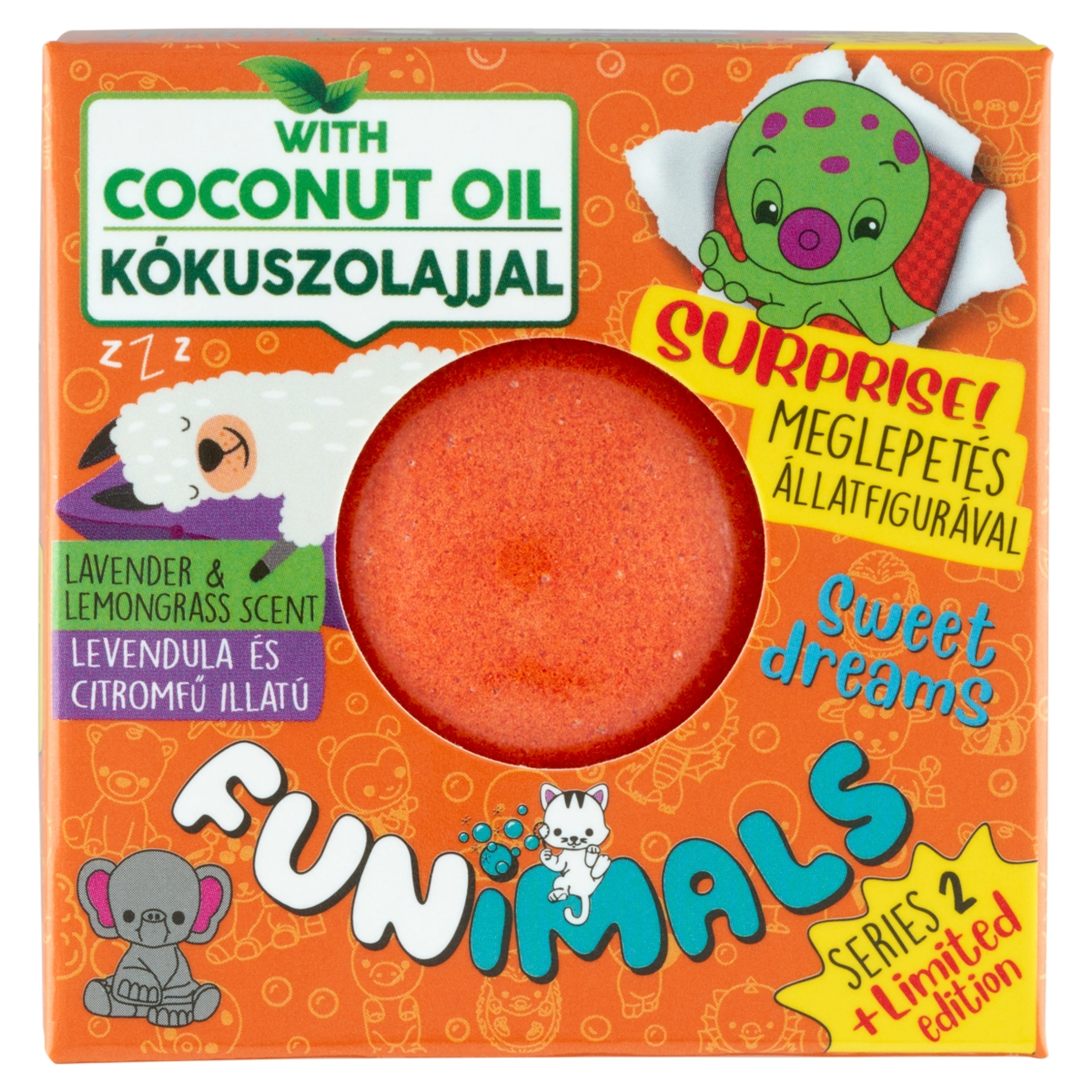 Funimals fürdőgolyó meglepetéssel, levendula-narancs - 100 g-1