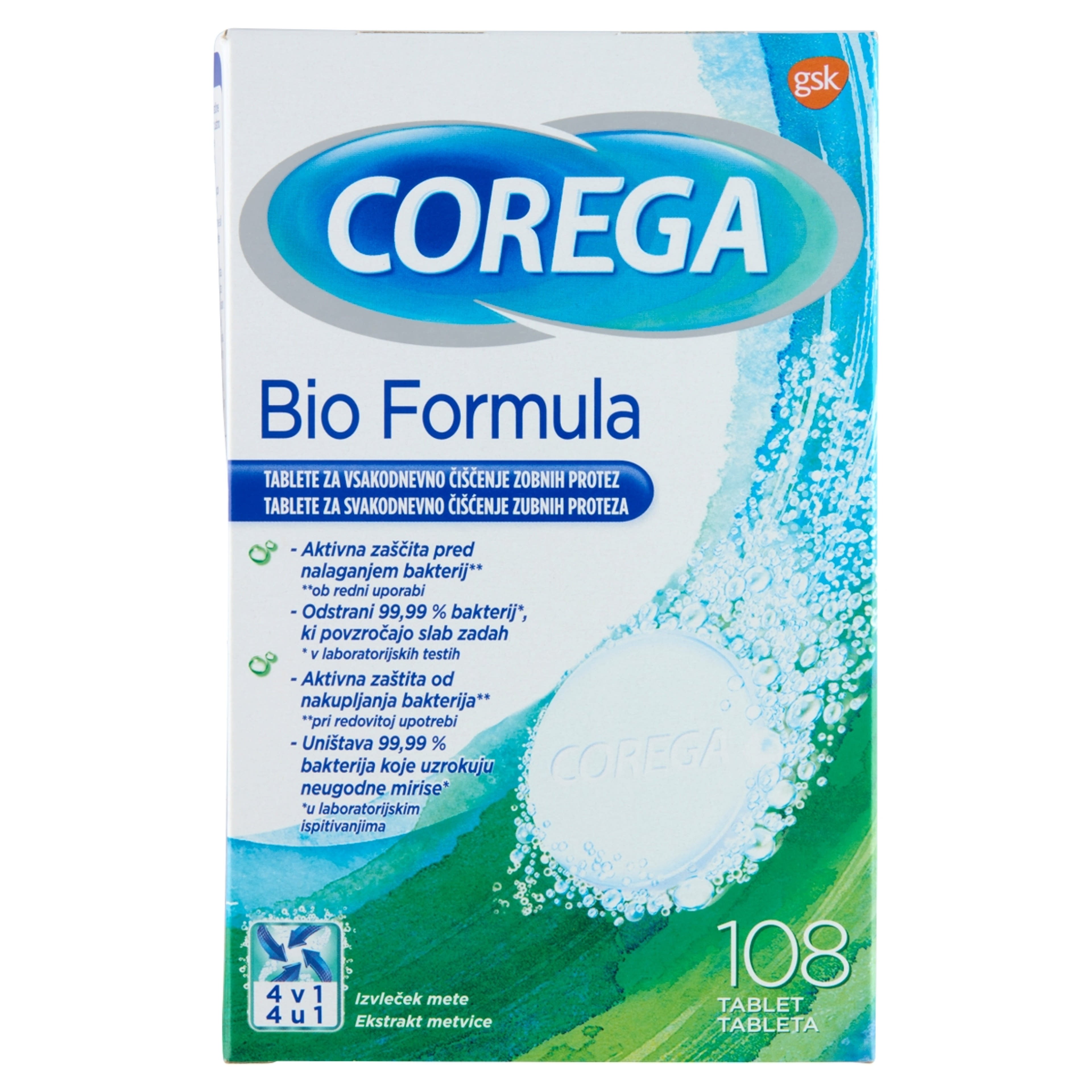 Corega Bio Formula műfogsortisztító tabletta - 108 db