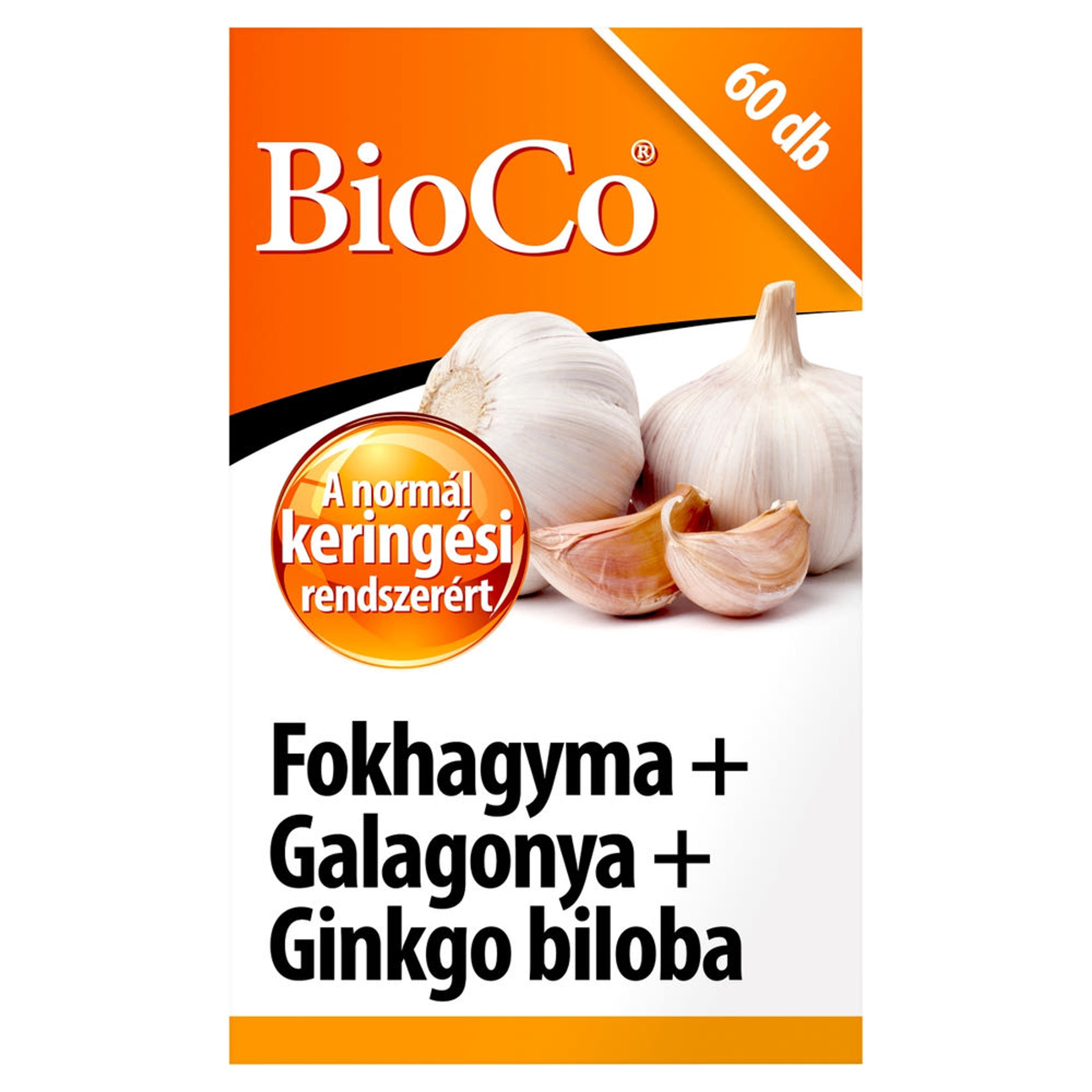 BioCo Fokhagyma + Galagonya + Ginkgo biloba étrend-kiegészítő tabletta - 60 db