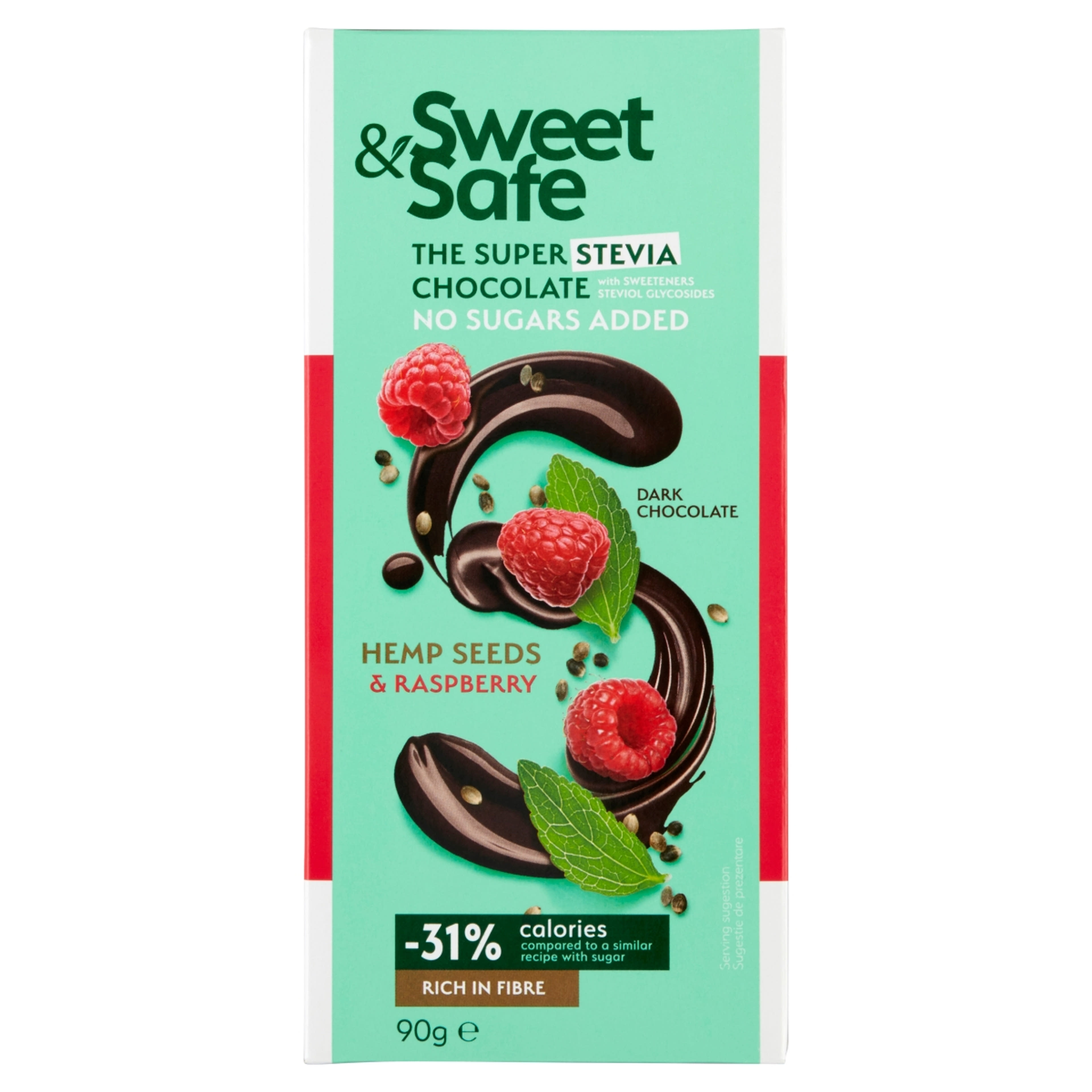 Sweet&safe étcsoki málnával kenderrel steviával - 90g-1