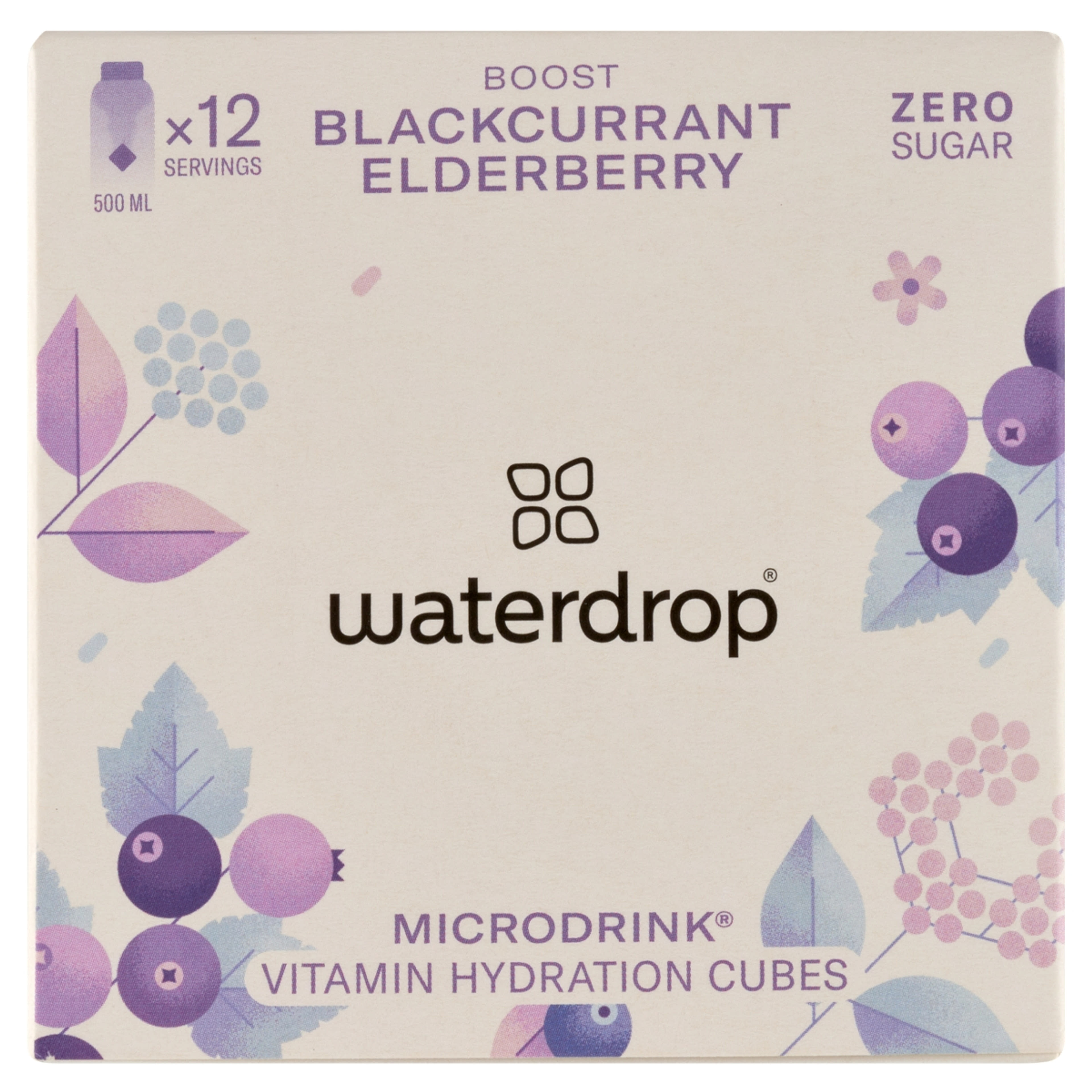 Waterdrop pezsgő kocka fekete ribizli, bodza, acai ízesítés - 24 g-1