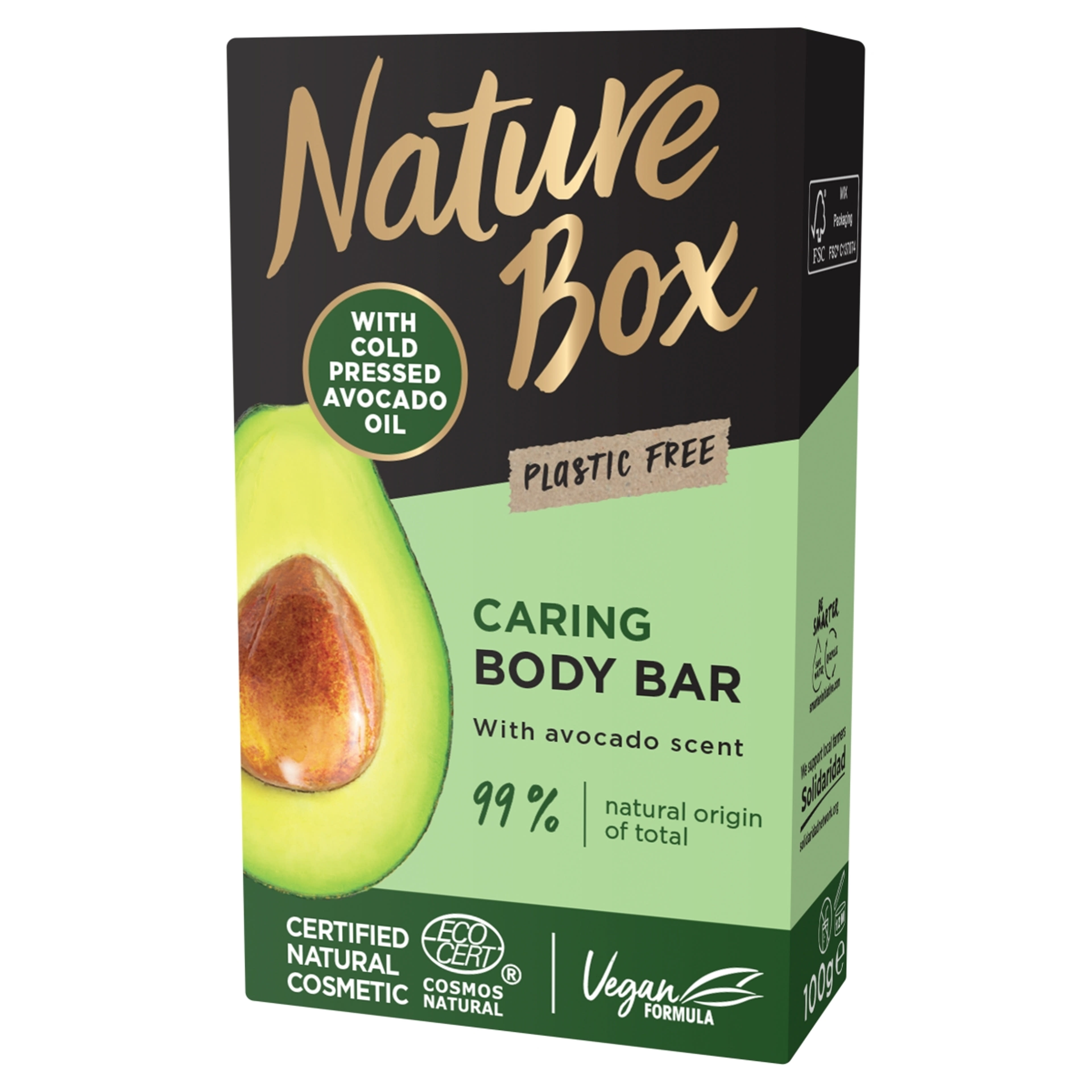 Nature Box szilárd tusfürdő avokádó - 100 g