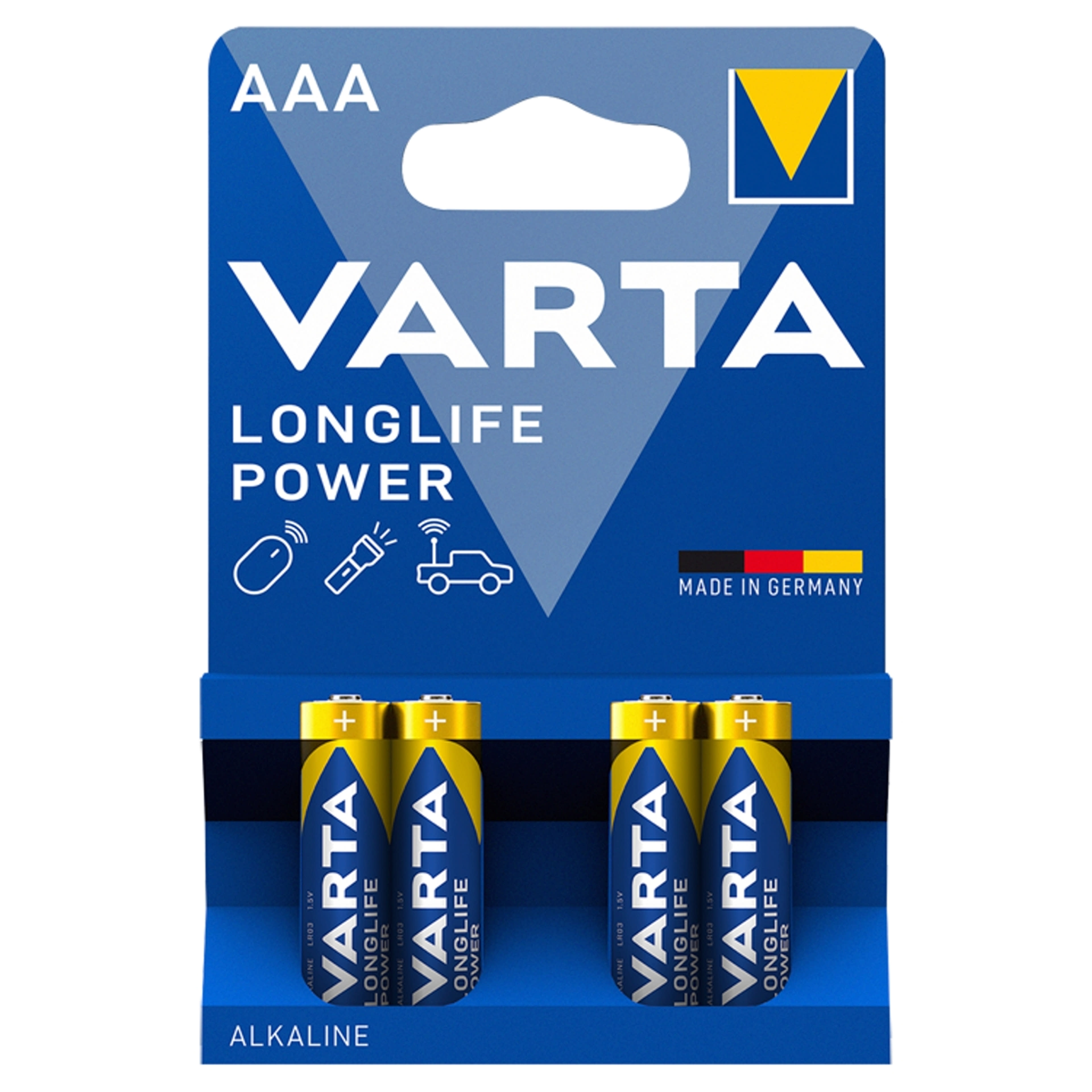 Varta Longlife Power AAA LR03 1,5 V nagy teljesítményű alkáli elem - 4 db