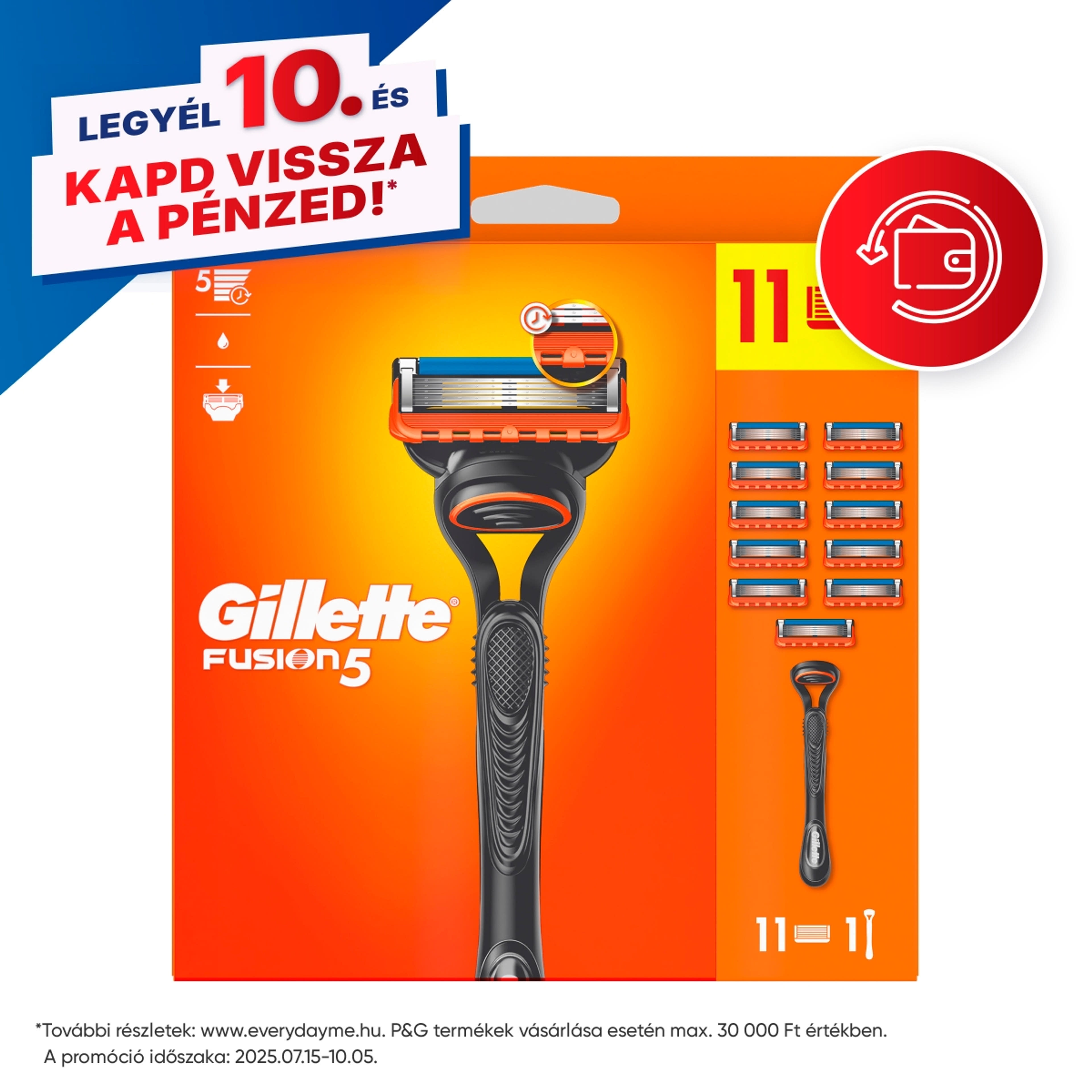 Gillette Fusion5 borotva készülék + 11 db betét - 1 db