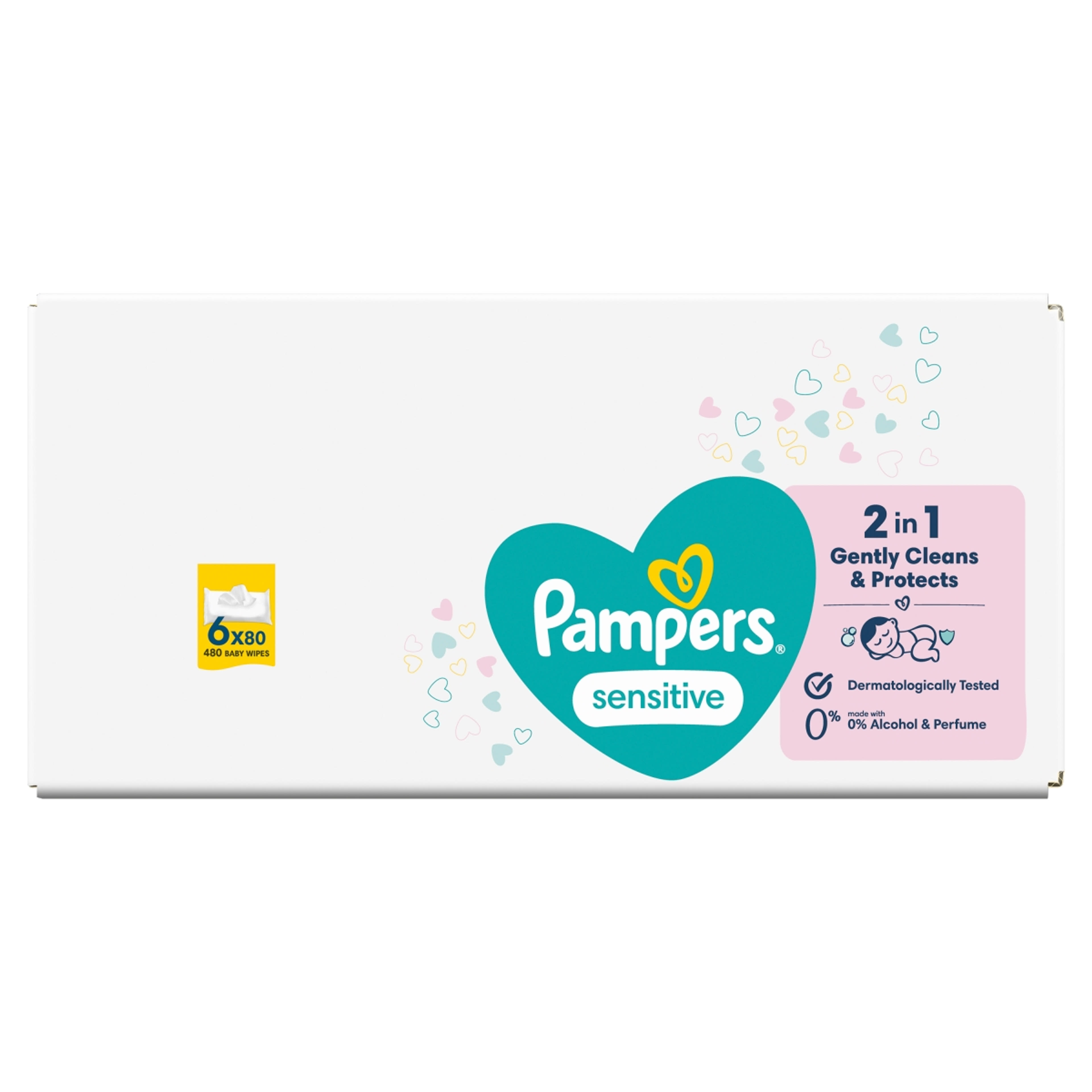 Pampers törlőkendő sensitive (6*80) - 480 db
