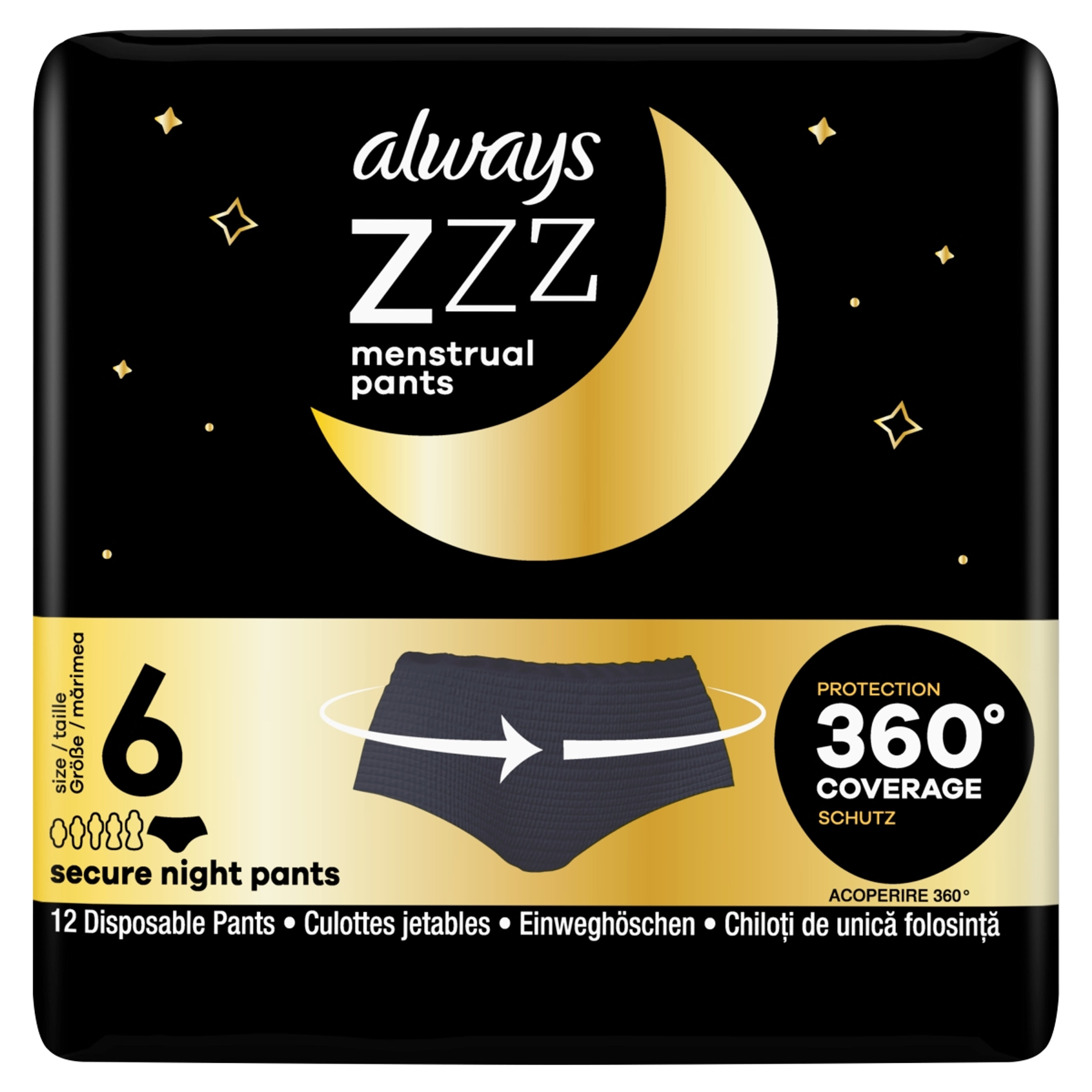 Always éjszakai eldobható menstruációs bugyi, kis/közép méretű - 12 db-1