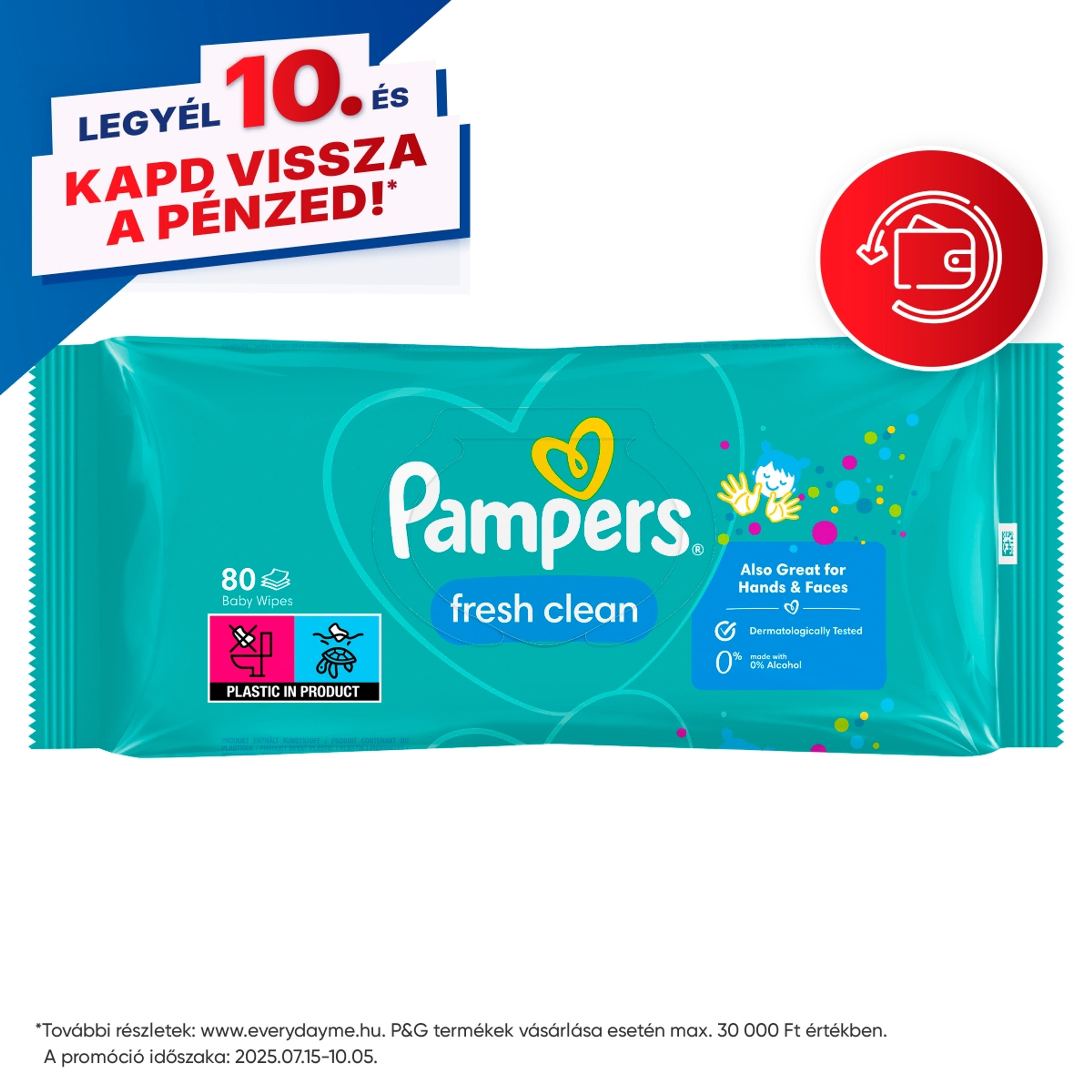 Pampers fresh clean törlőkendő - 80 db