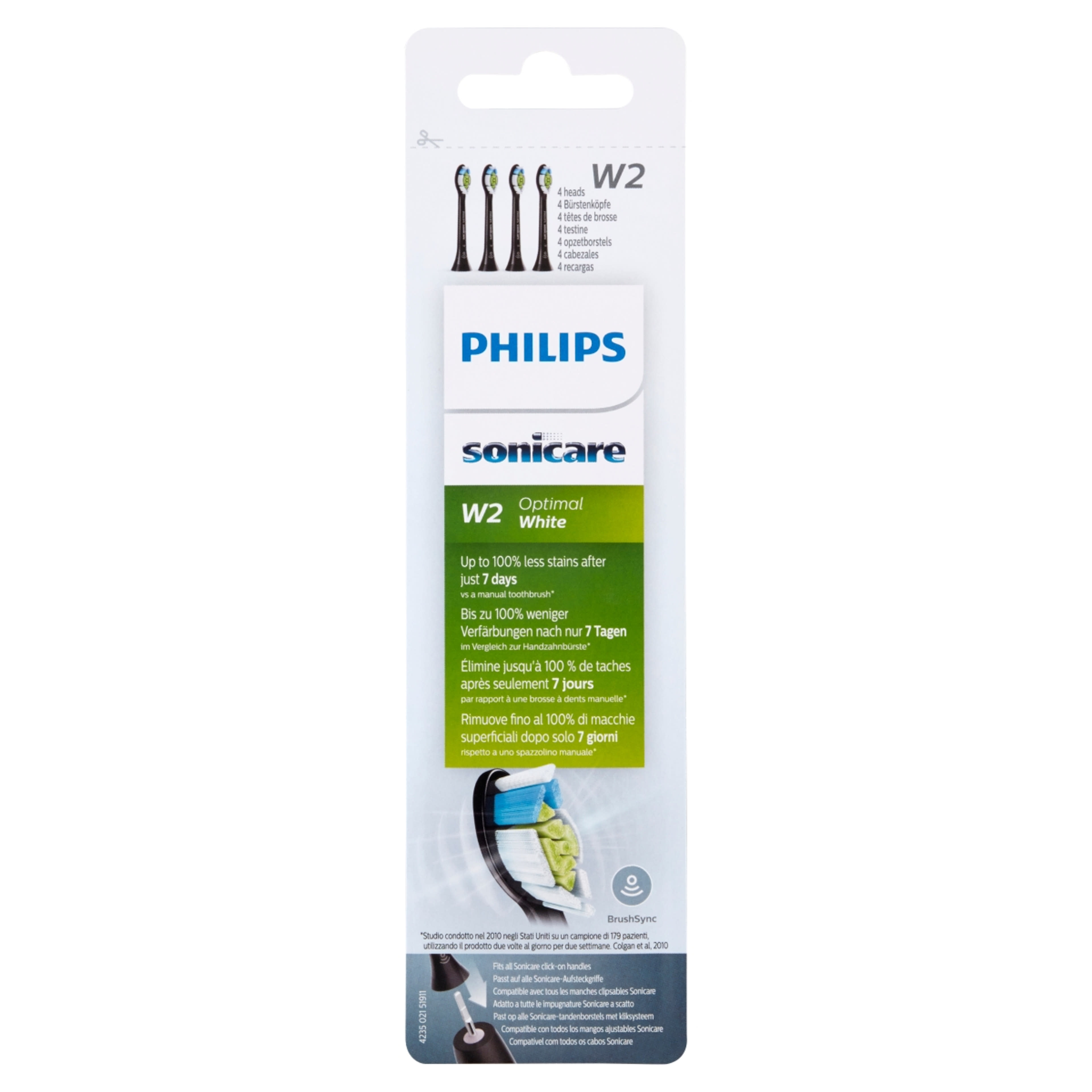 Philips Sonicare W2 Optimal White HX6064/11 fekete fogkefefej - 4 db-1