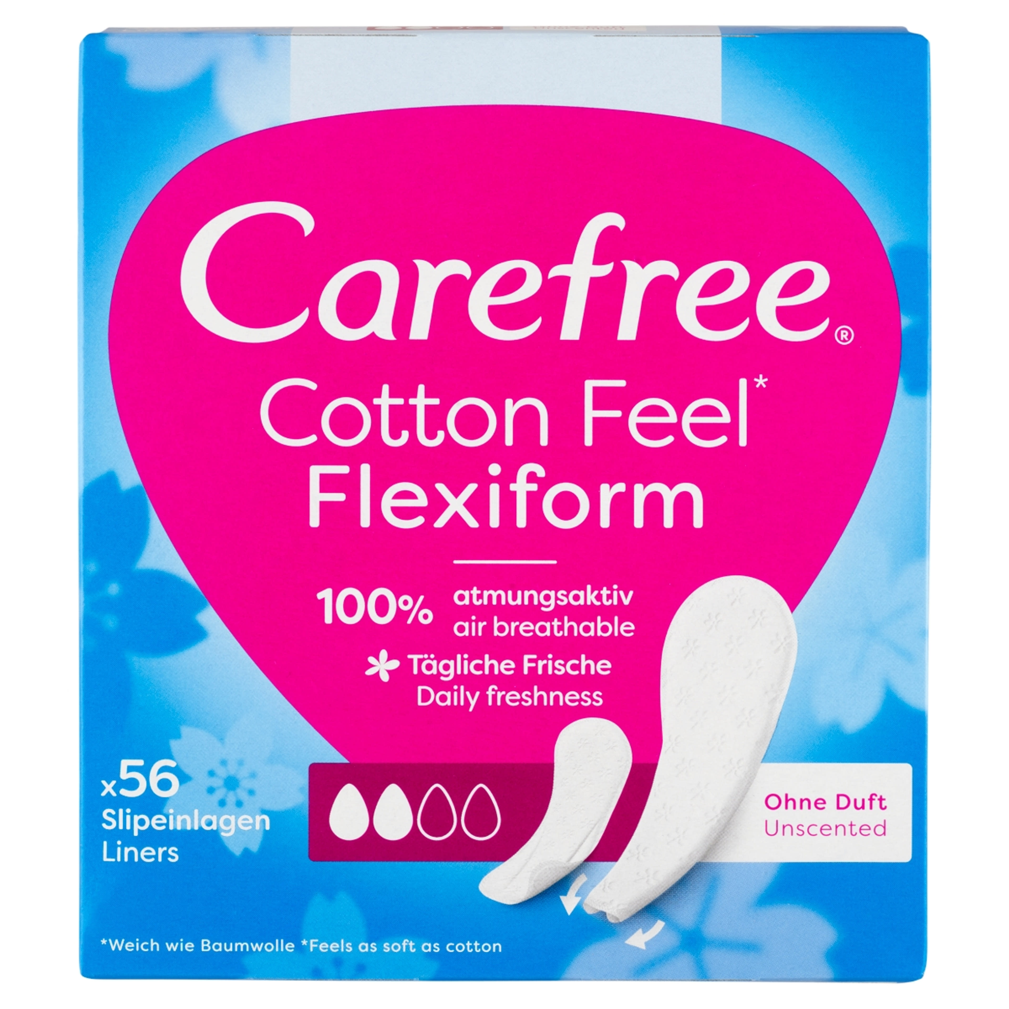 Carefree Cotton Flexiform illatmentes tisztasági betét - 56 db-1