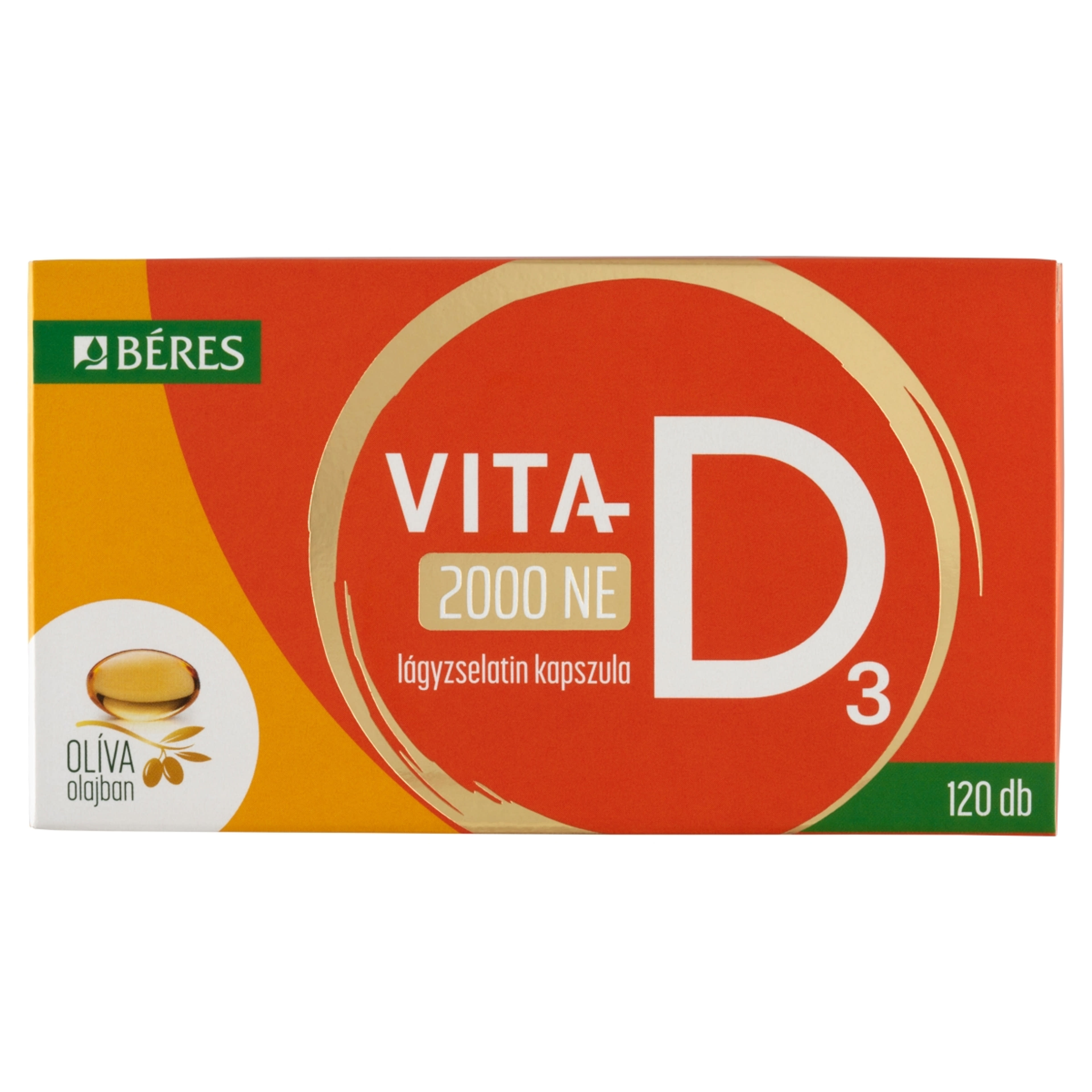 Béres Vita-D₃ 2000 NE étrend-kiegészítő lágyzselatin kapszula - 120 db