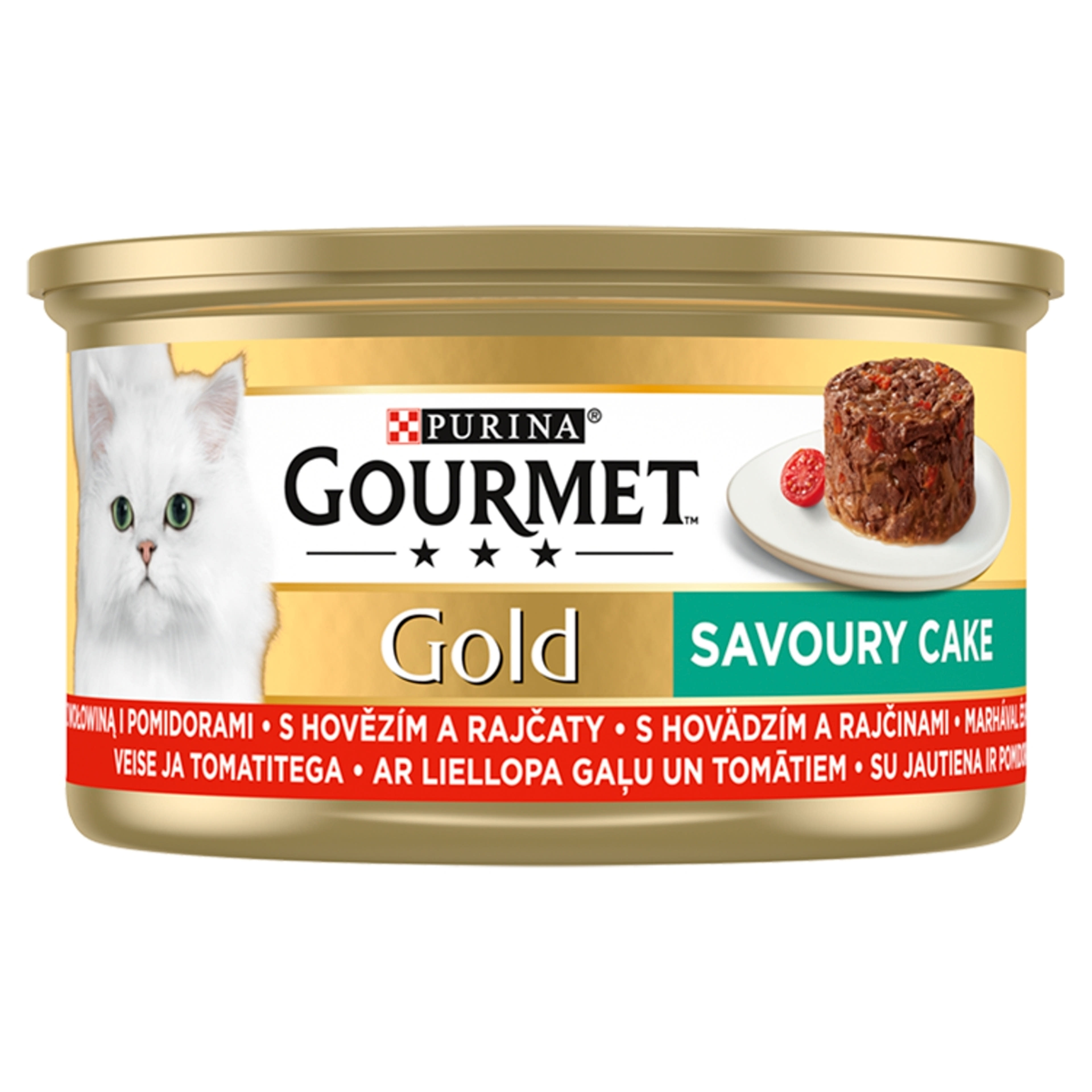 Gourmet Gold felnőtt teljes értékű konzerv macskáknak, marhahússal és paradicsommal - 85 g