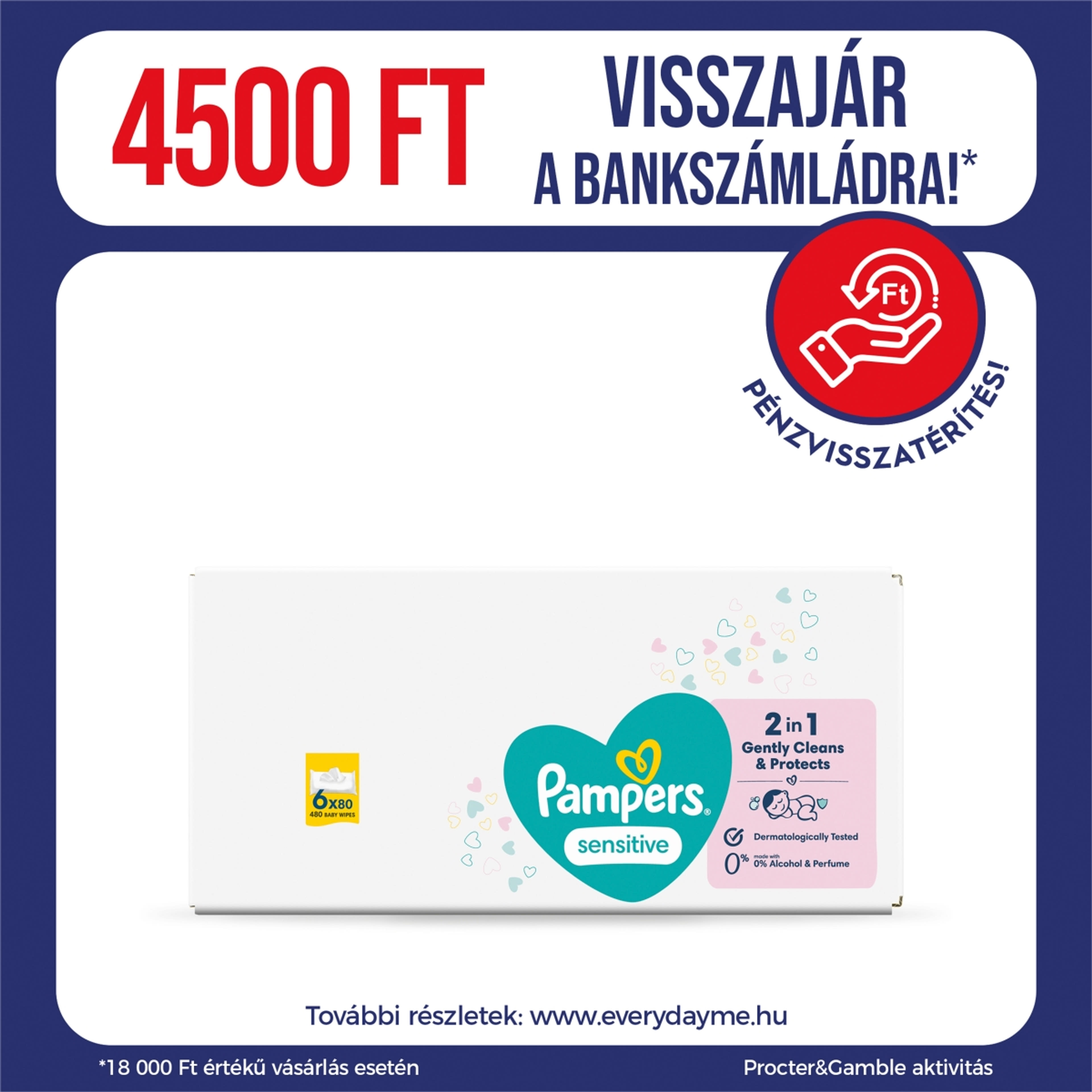 Pampers törlőkendő sensitive (6*80) - 480 db