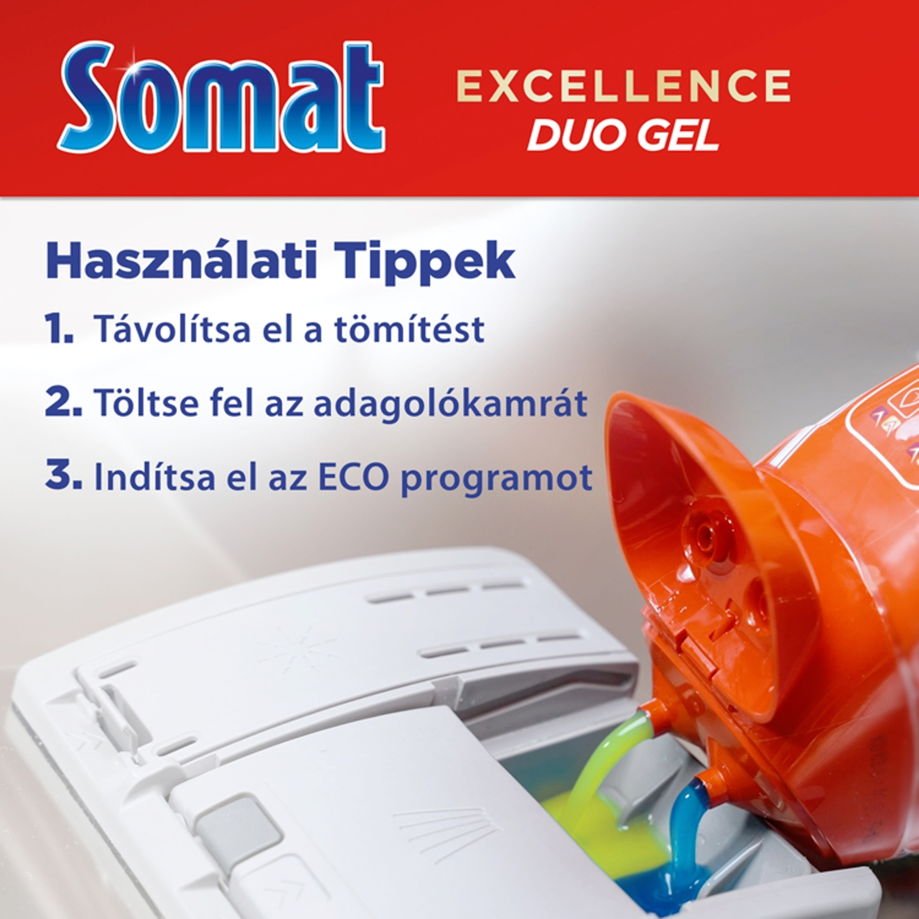 Somat Excellence Duo Gel gépi mosogatószer gél 70 mosogatás 2 x 630 ml - 1260 ml-4
