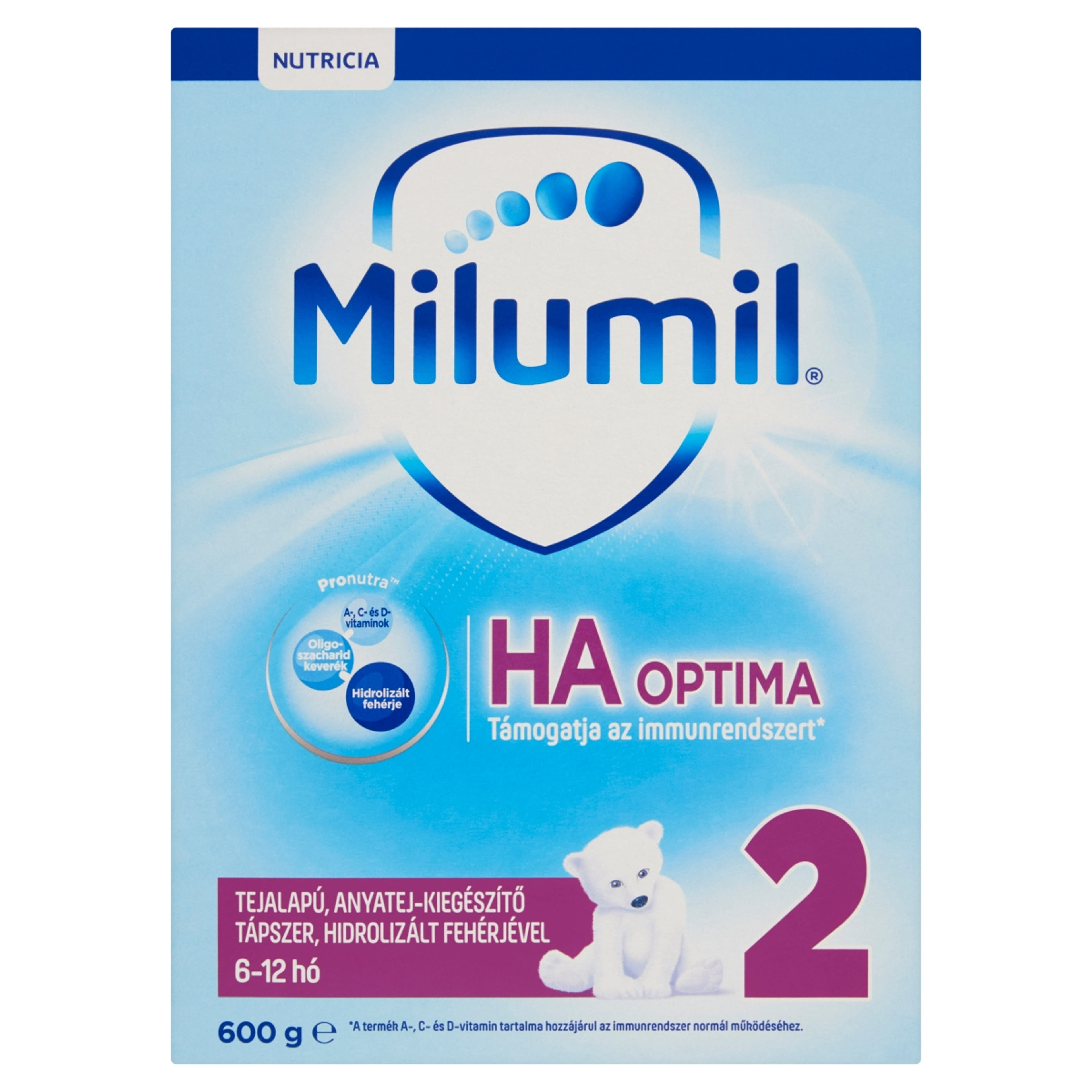 Milumil HA2 Optima anyatej-kiegészítő tápszer 6-12 hónapos kortól - 600 g
