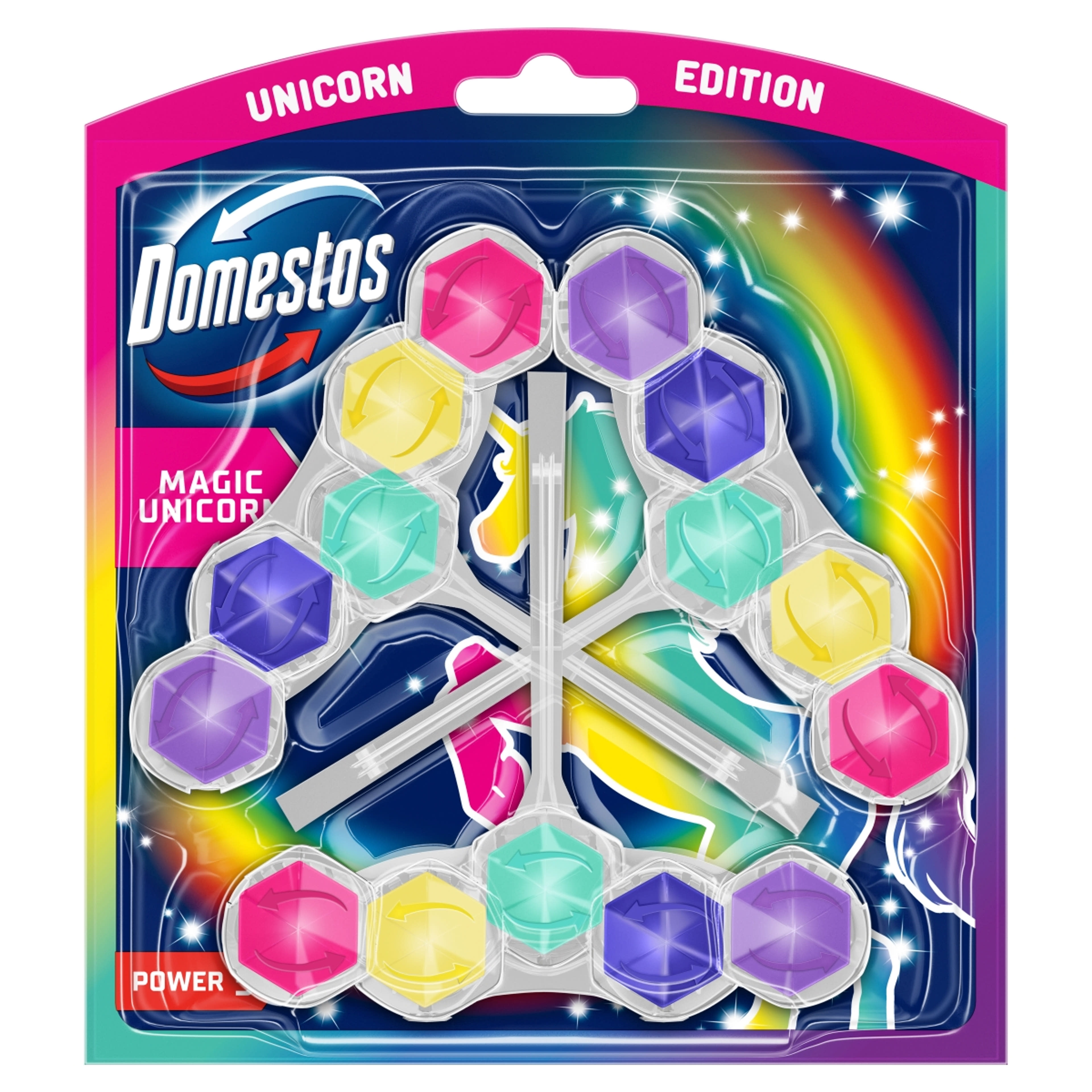 Domestos Power 5 Magic Unicorn WC frissítő blokk illatosító 3 x 50 g - 150 g