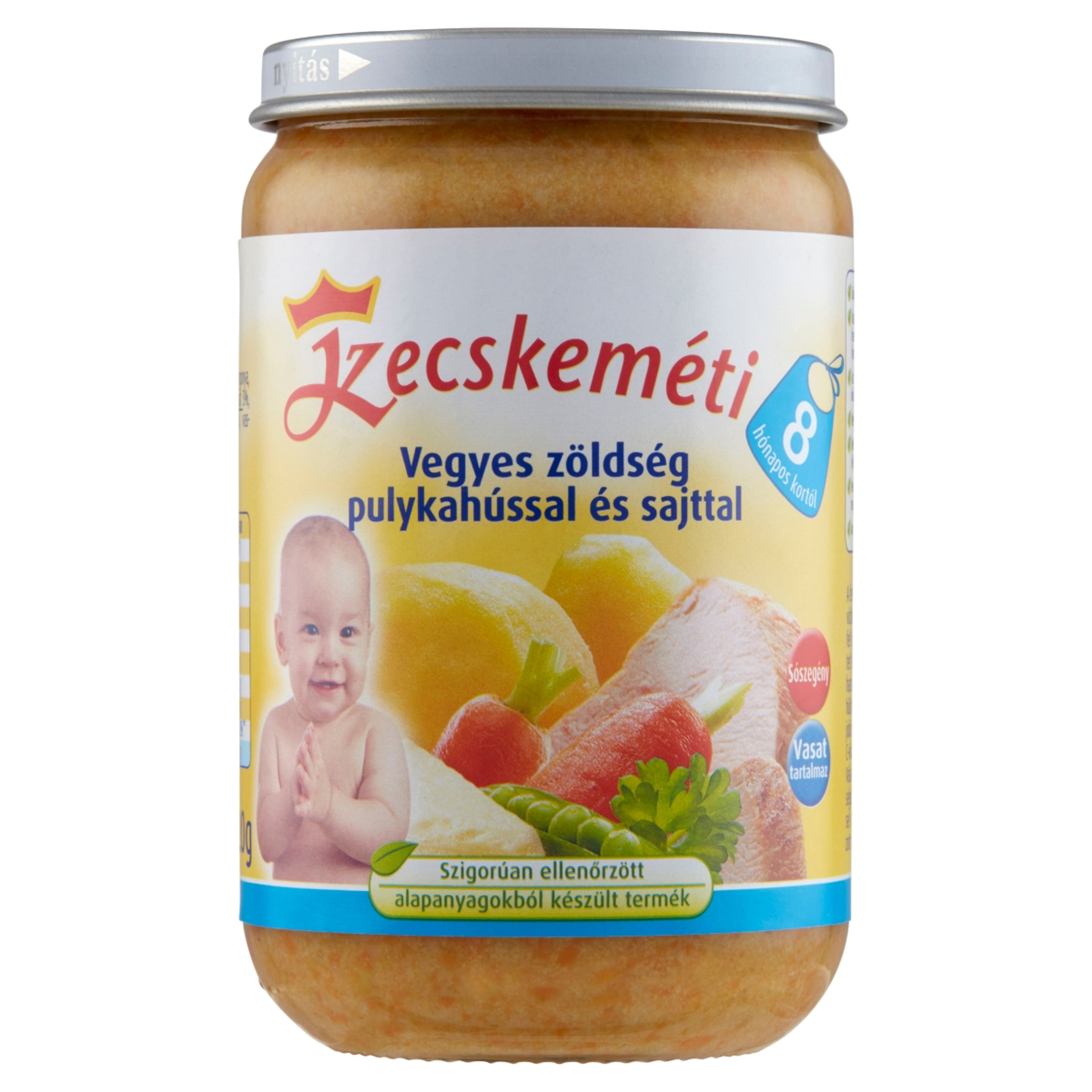 Kecskeméti Bébiétel Vegyes Zöldség Sajt Pulykahús Ízesítéssel 8 Hónapos Kortól - 220 g